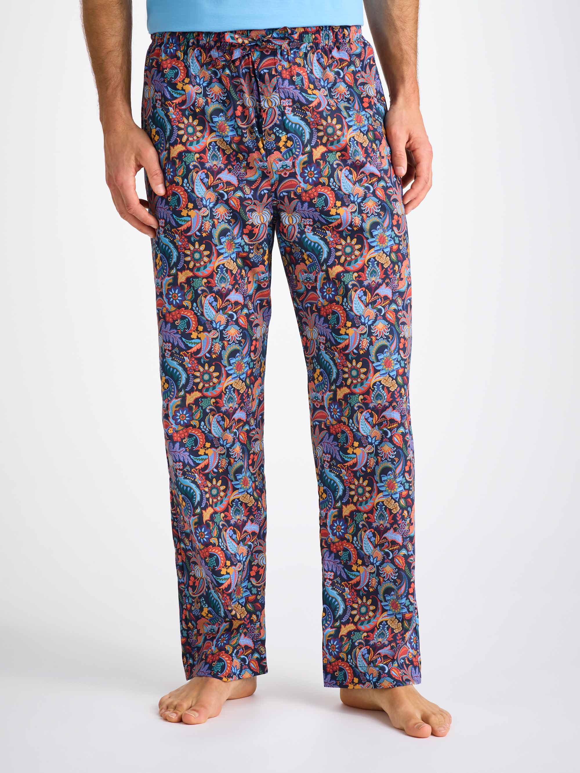Men's Lounge Trousers Cotton Batiste Multi Jungle Paisley Print