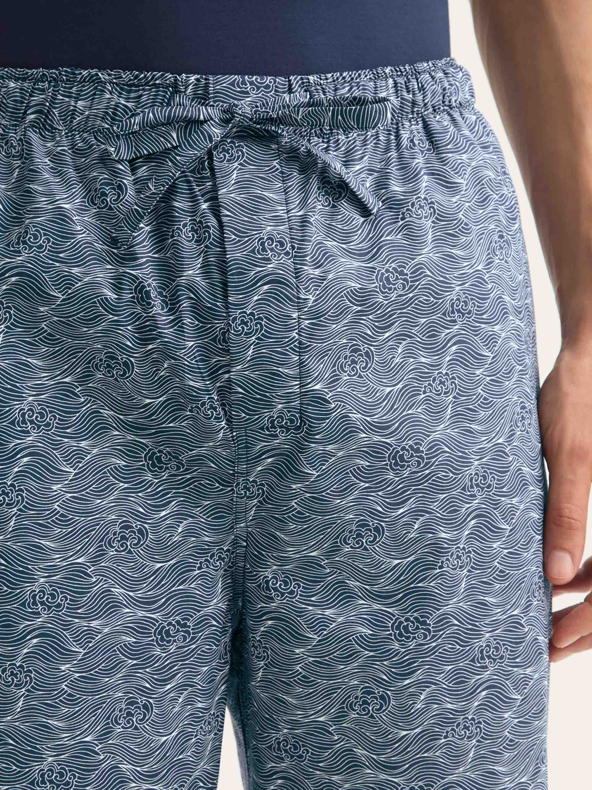 Men's Lounge Trousers Cotton Batiste Navy Blue Night Sky Print