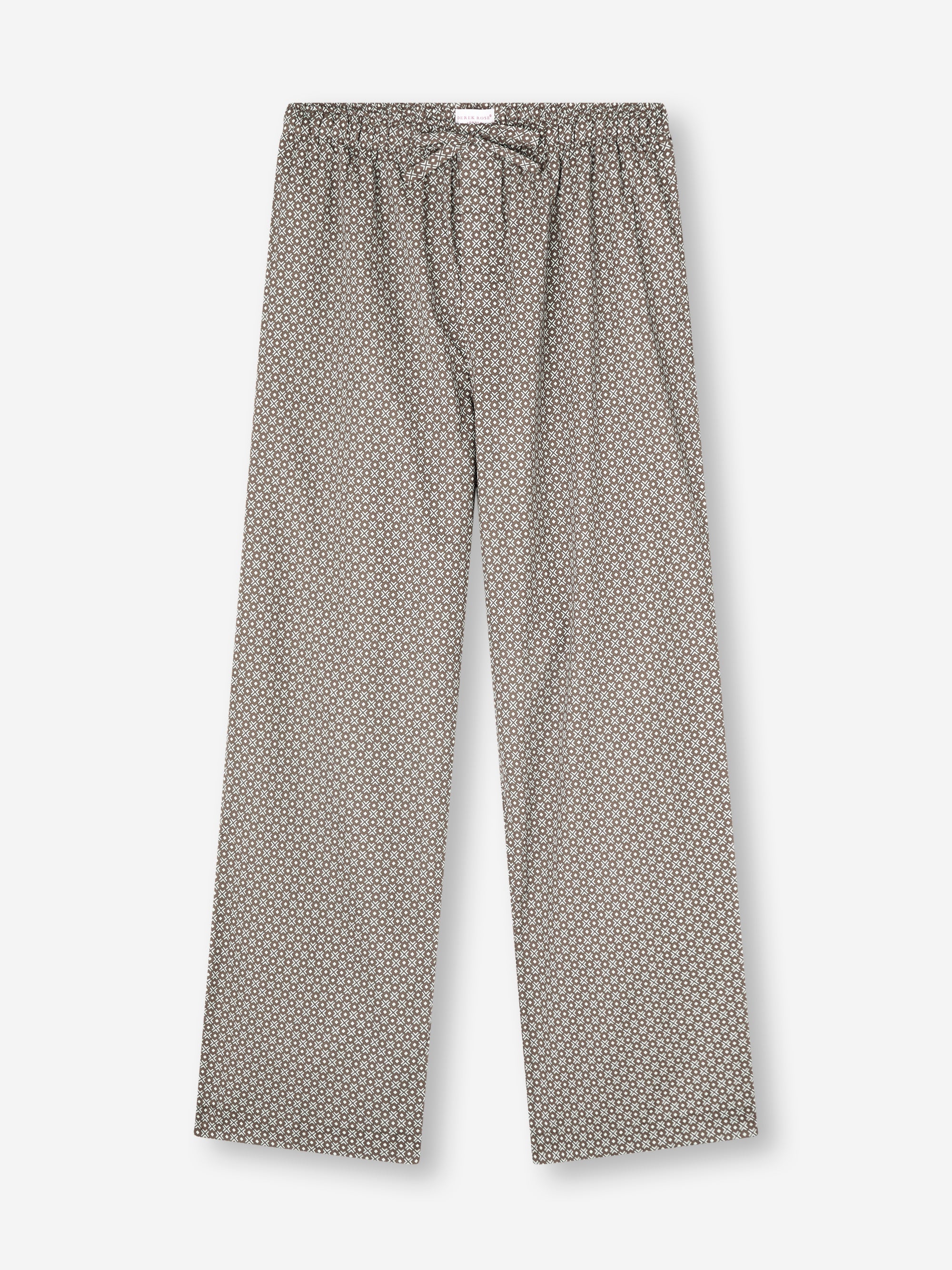 Men's Lounge Trousers London Geo Cross Cotton Batiste Taupe