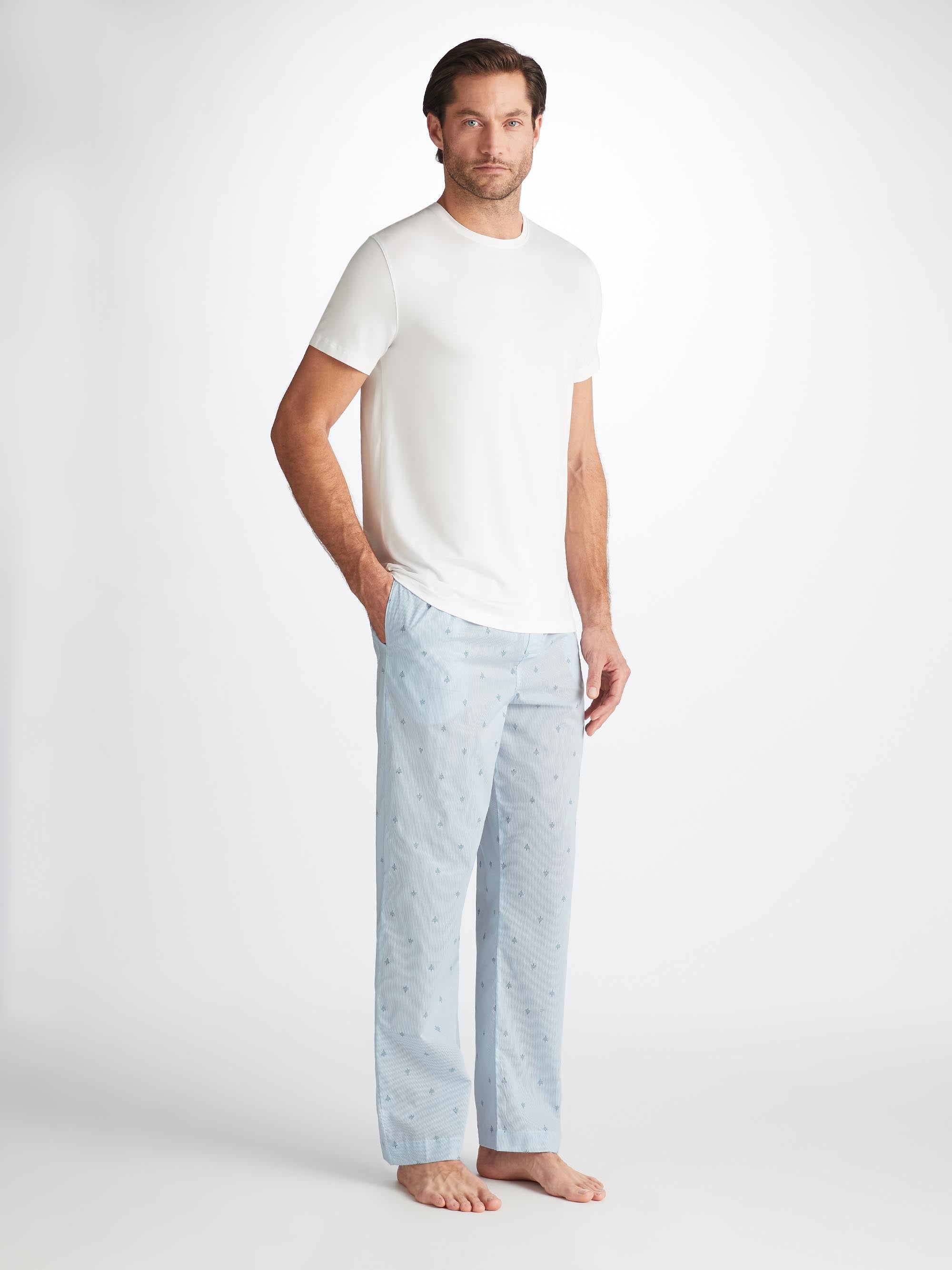 Men's Lounge Trousers Nelson 100 Cotton Batiste Blue