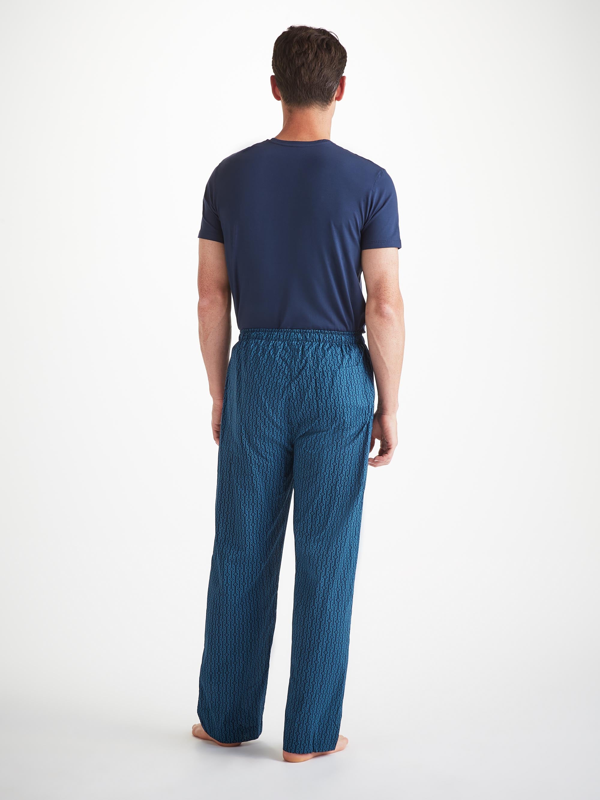 Men's Lounge Trousers Cotton Batiste Navy Rope Print