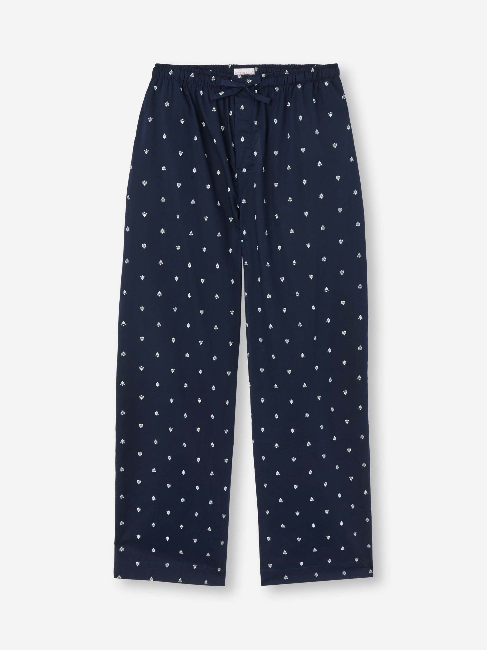 Men's Lounge Trousers Cotton Batiste Navy Paisley Motif