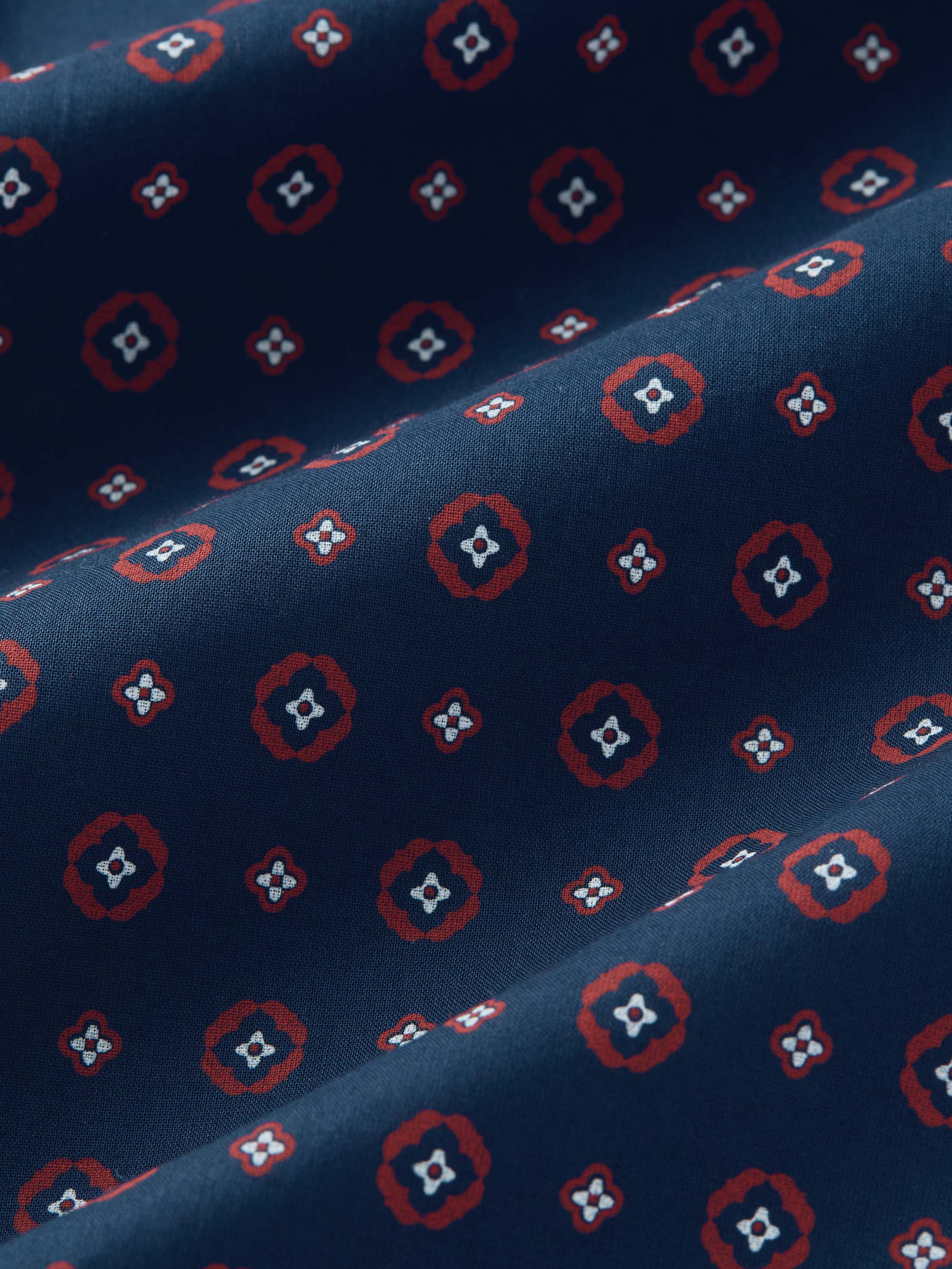 Men's Lounge Trousers Cotton Batiste Navy Blue Rose Motif