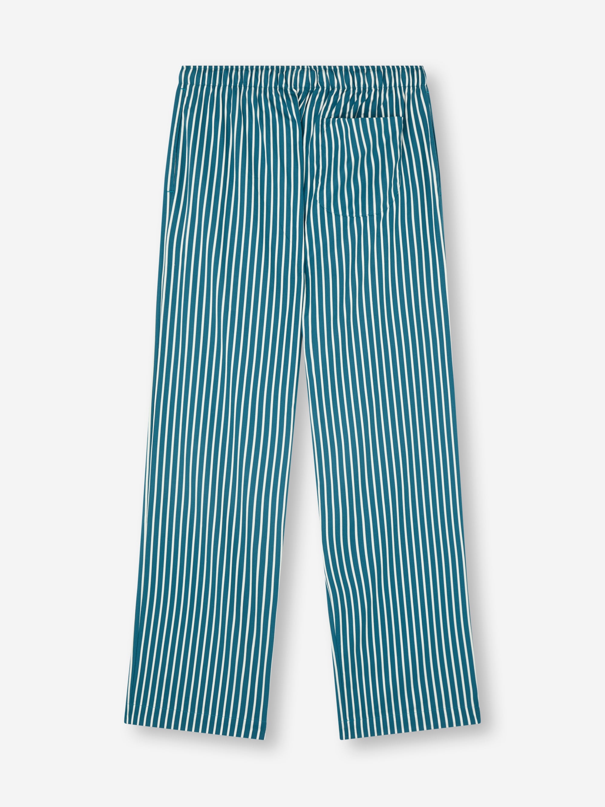 Men's Lounge Trousers Royal Cotton Teal & White Stripe