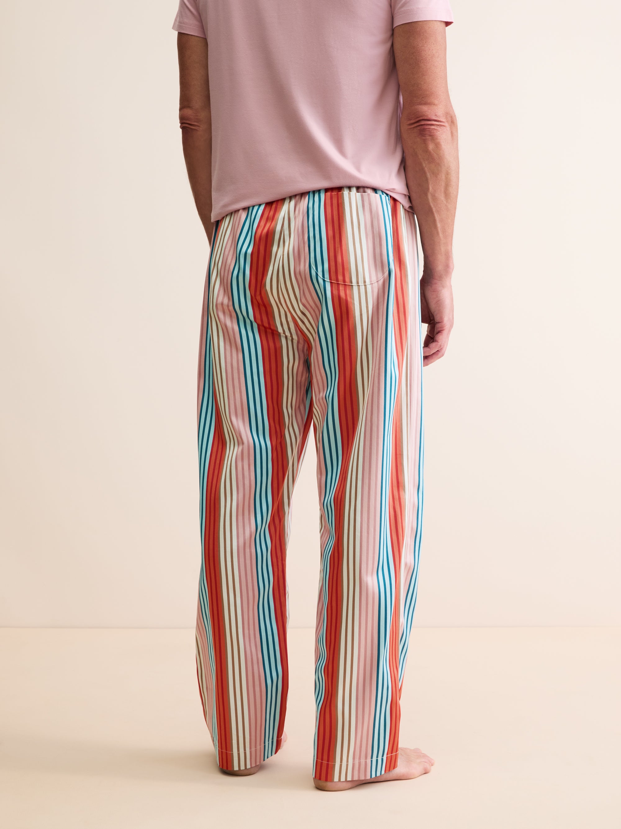 Men's Lounge Trousers Wellington Cotton Satin Multi Stripe