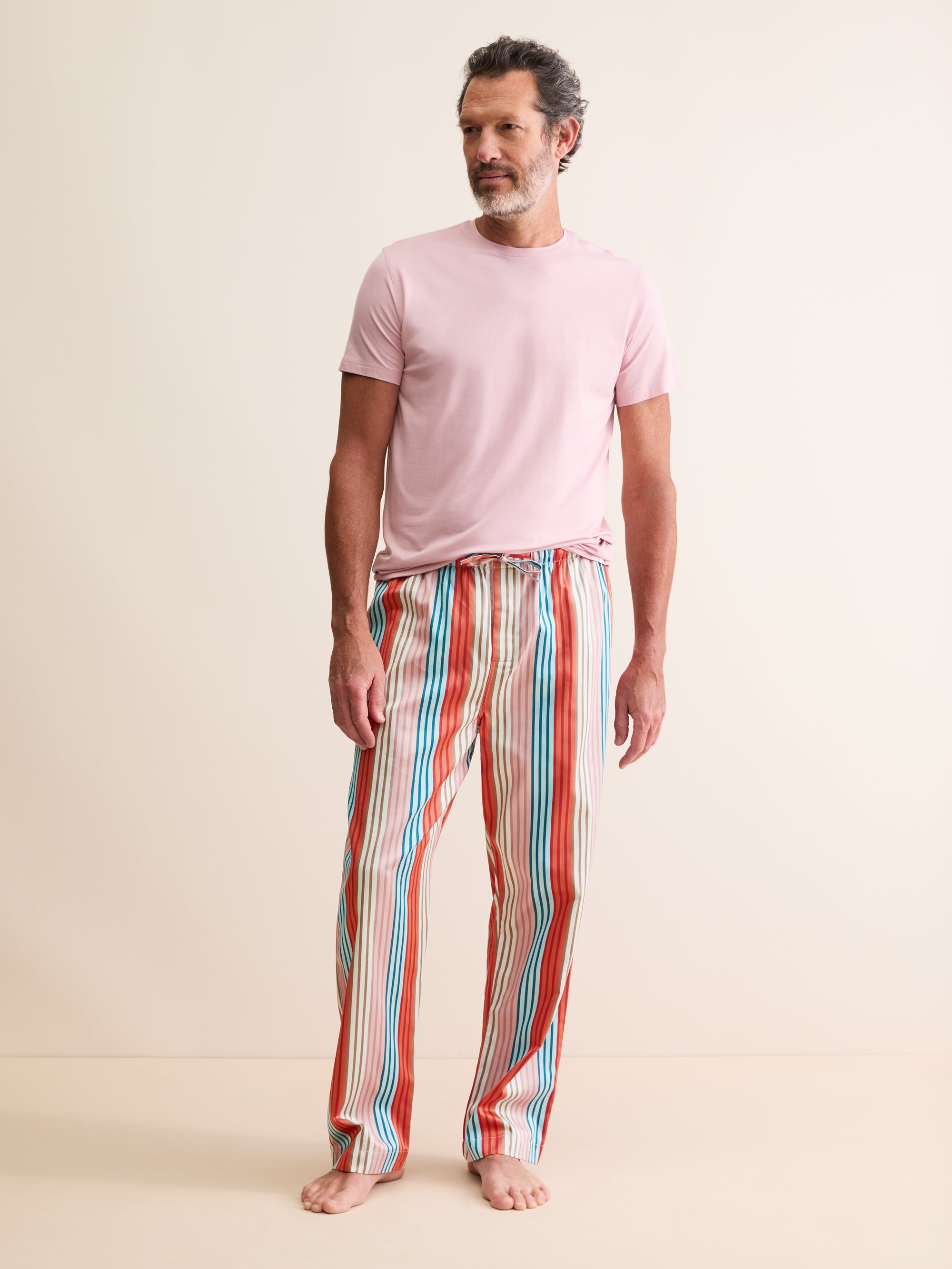 Men's Lounge Trousers Wellington Cotton Satin Multi Stripe