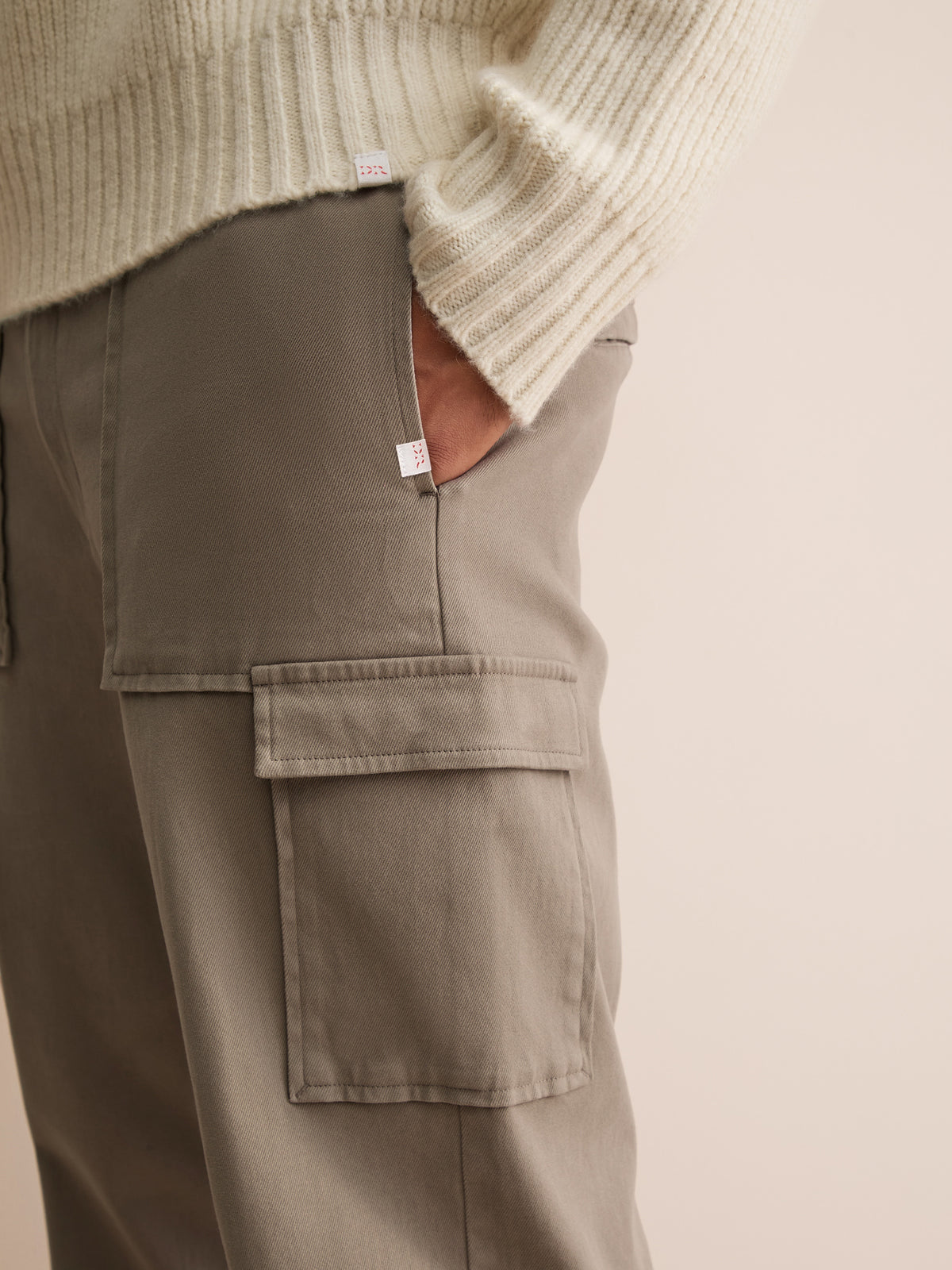 Lucas Cotton Cashmere Cargo Trousers Stone Grey