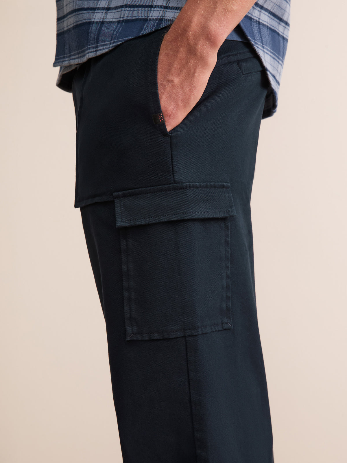 Lucas Cotton Cashmere Cargo Trousers Navy Blue