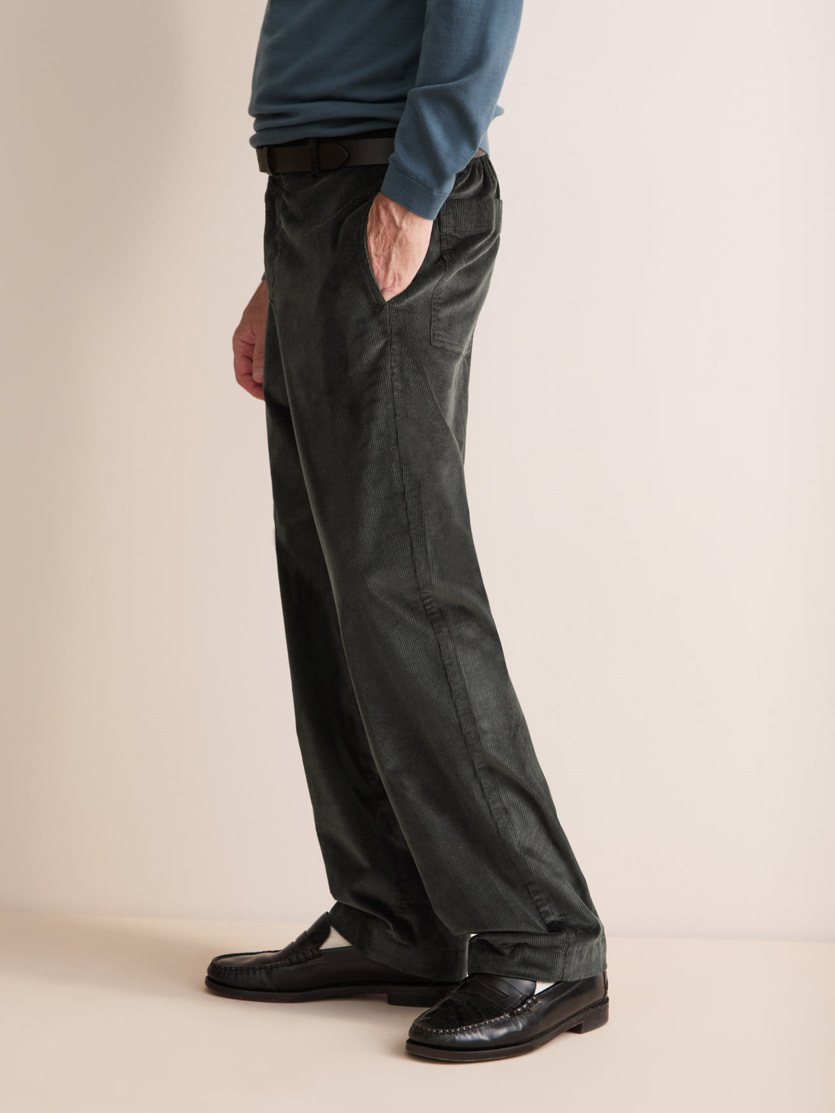 Claude Organic Cotton Corduroy Trousers Anthracite Grey