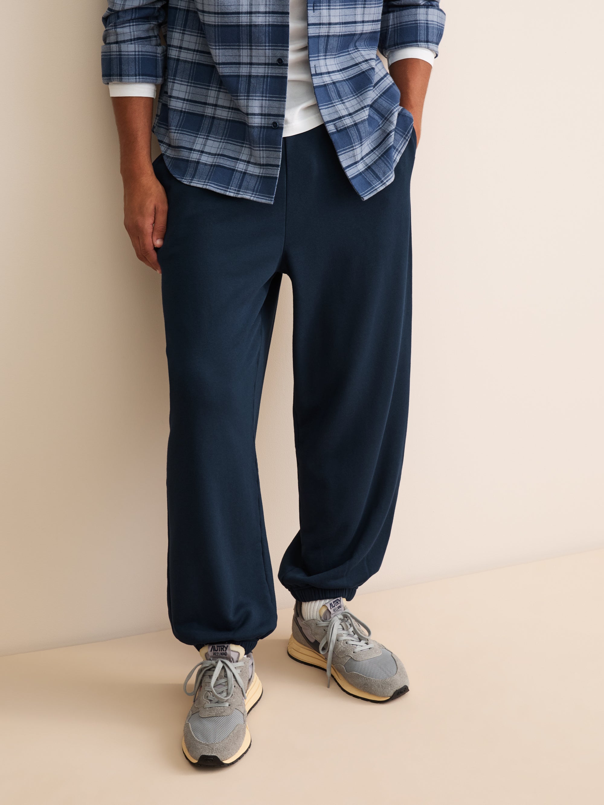 Harley Cotton Modal Wide Leg Sweatpants Navy Blue