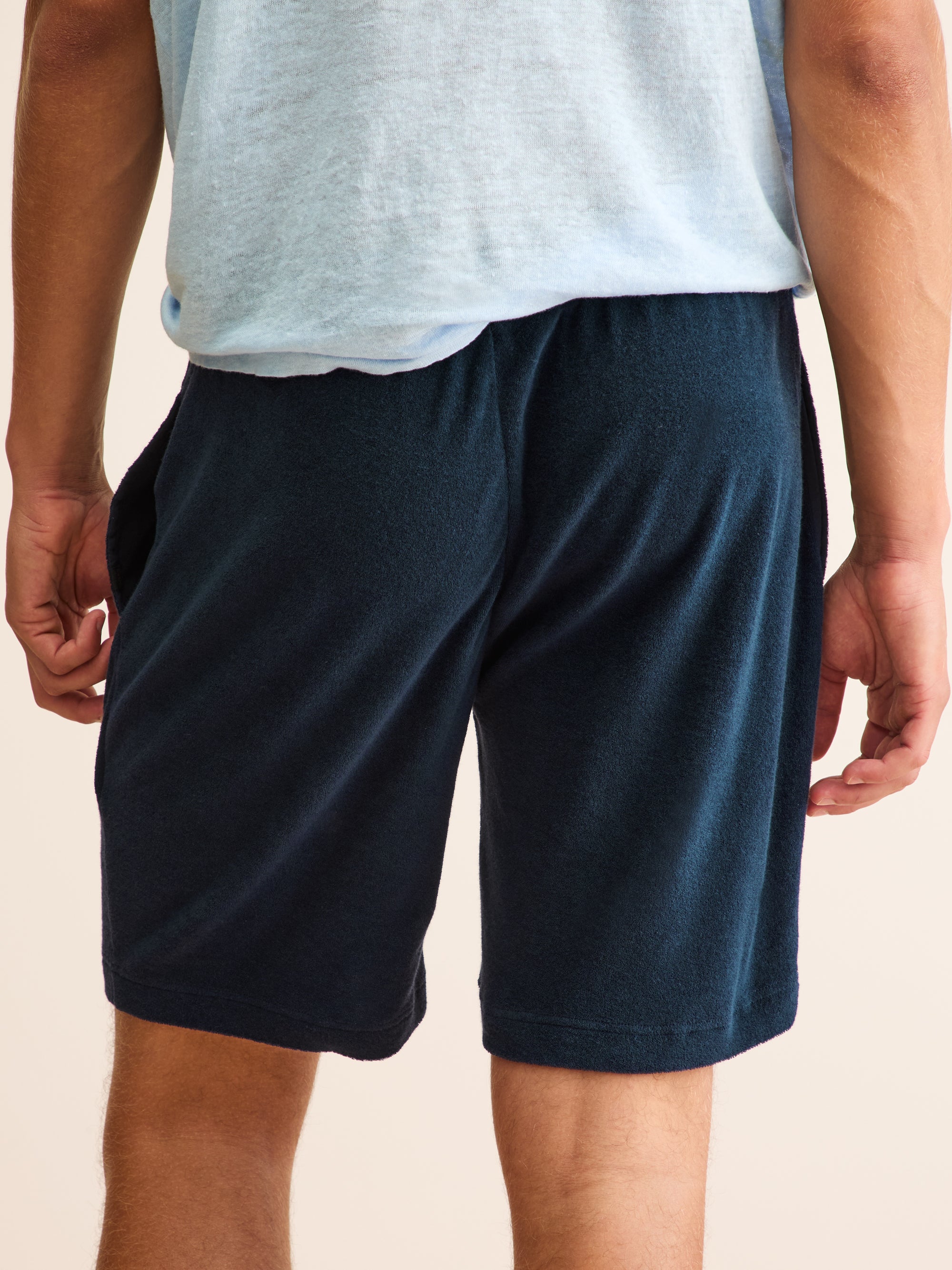 Men's Shorts Teddy Cotton Toweling Navy Blue
