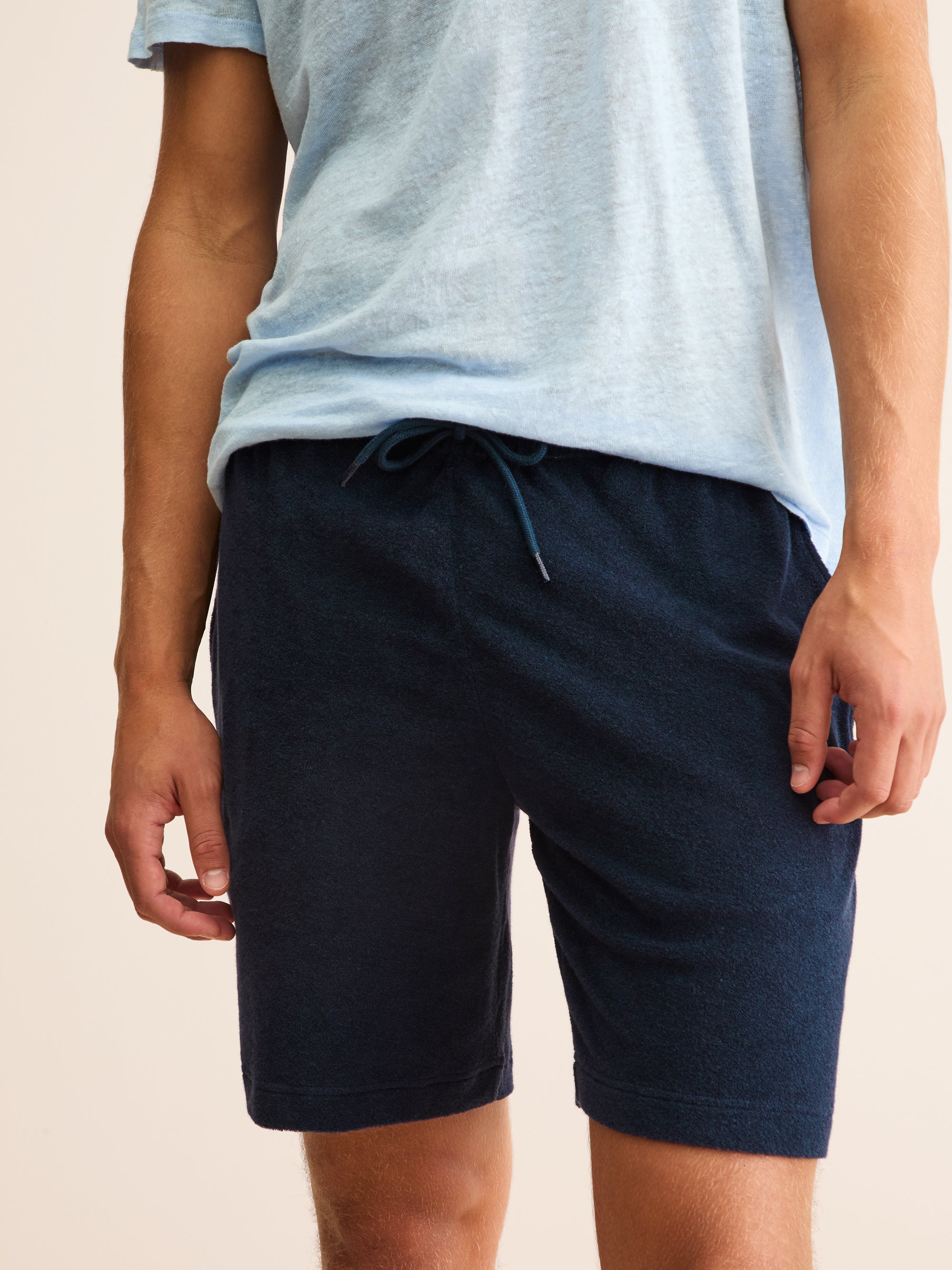 Men's Shorts Teddy Cotton Toweling Navy Blue