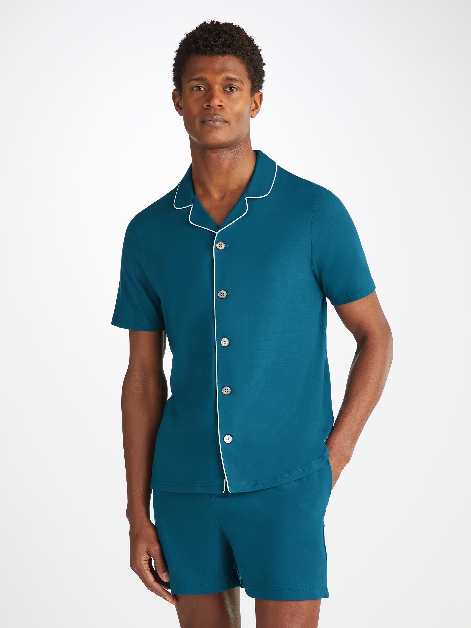 Men's Short Pyjamas Basel Micro Modal Stretch Poseidon Blue