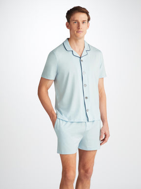 Men's Short Pyjamas Basel Micro Modal Stretch Ice Blue