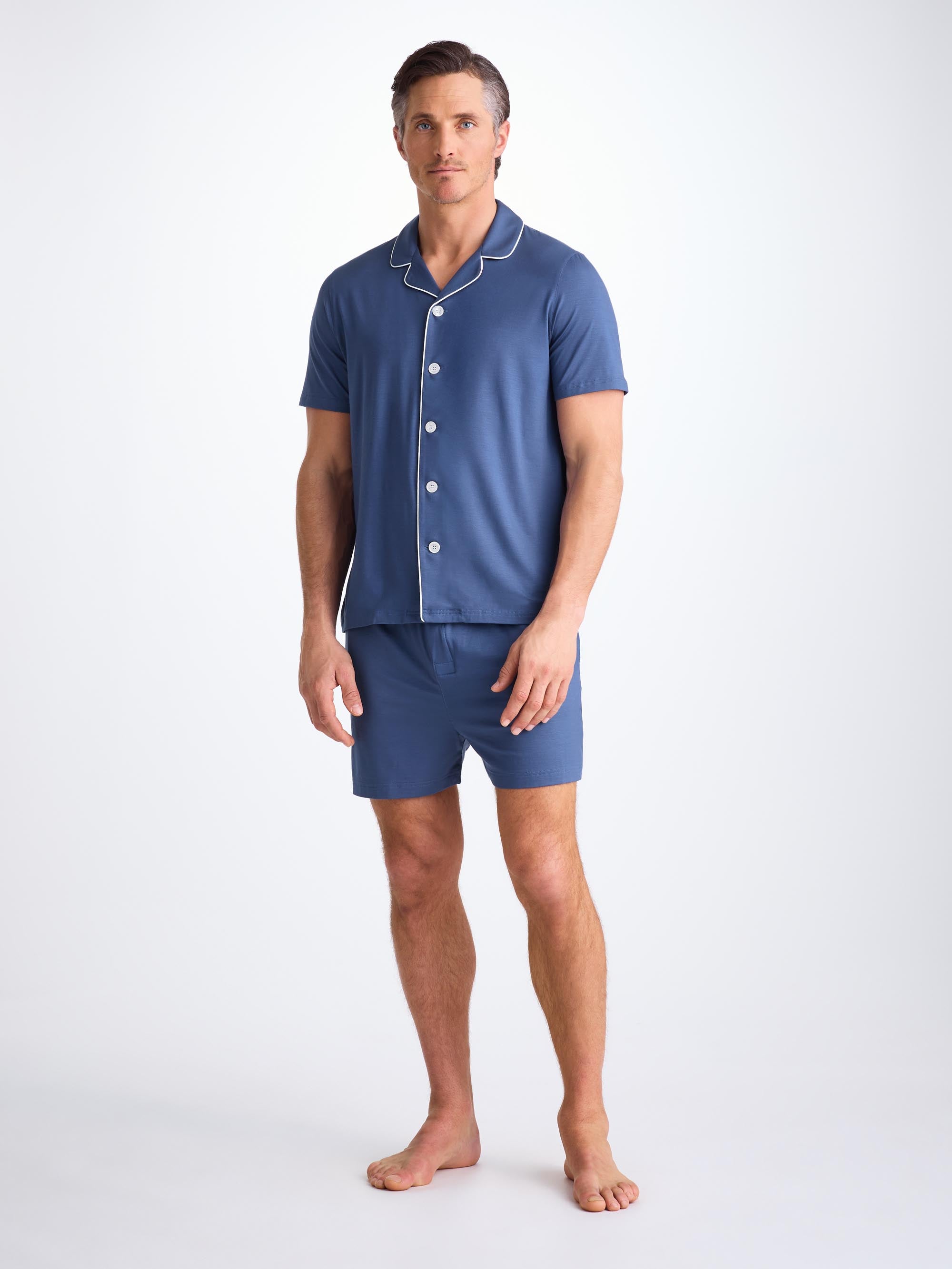 Men's Short Pyjamas Basel Micro Modal Stretch Sapphire