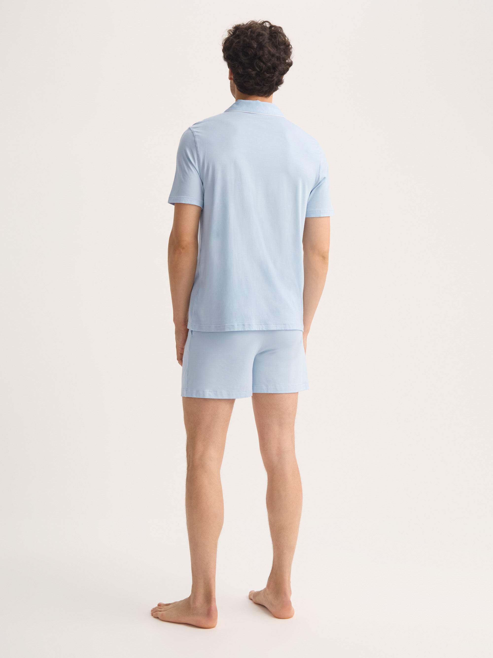 Men's Short Pyjamas Basel Micro Modal Stretch Light Blue
