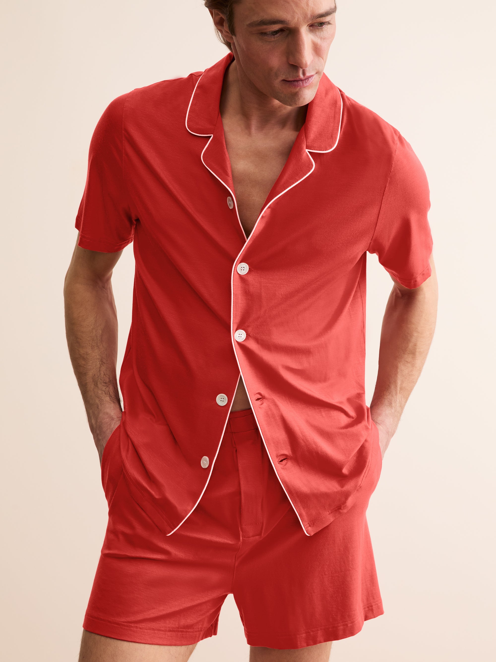 Men's Short Pyjamas Basel Micro Modal Stretch Red