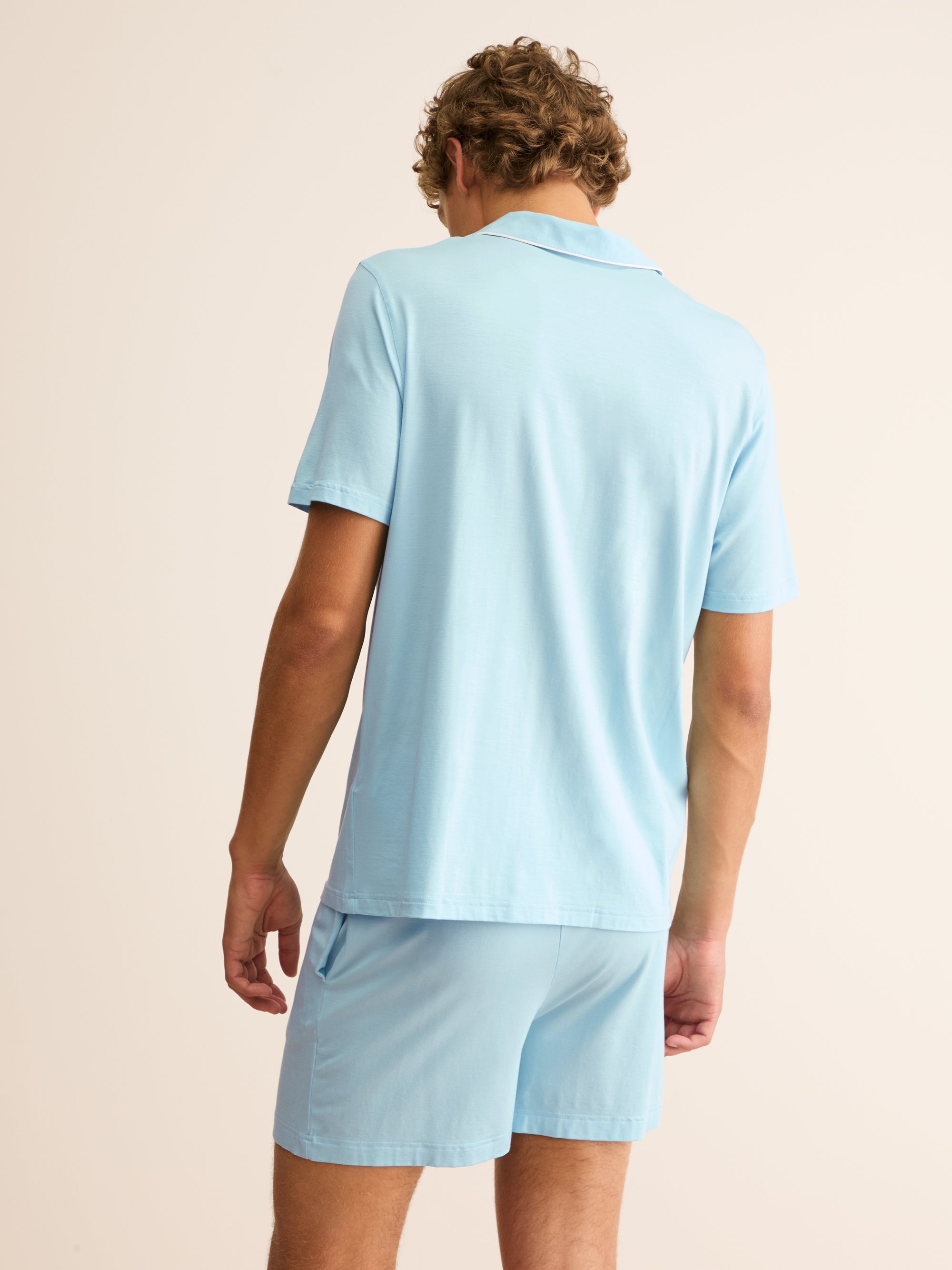 Men's Short Pyjamas Basel Micro Modal Stretch Powder Blue