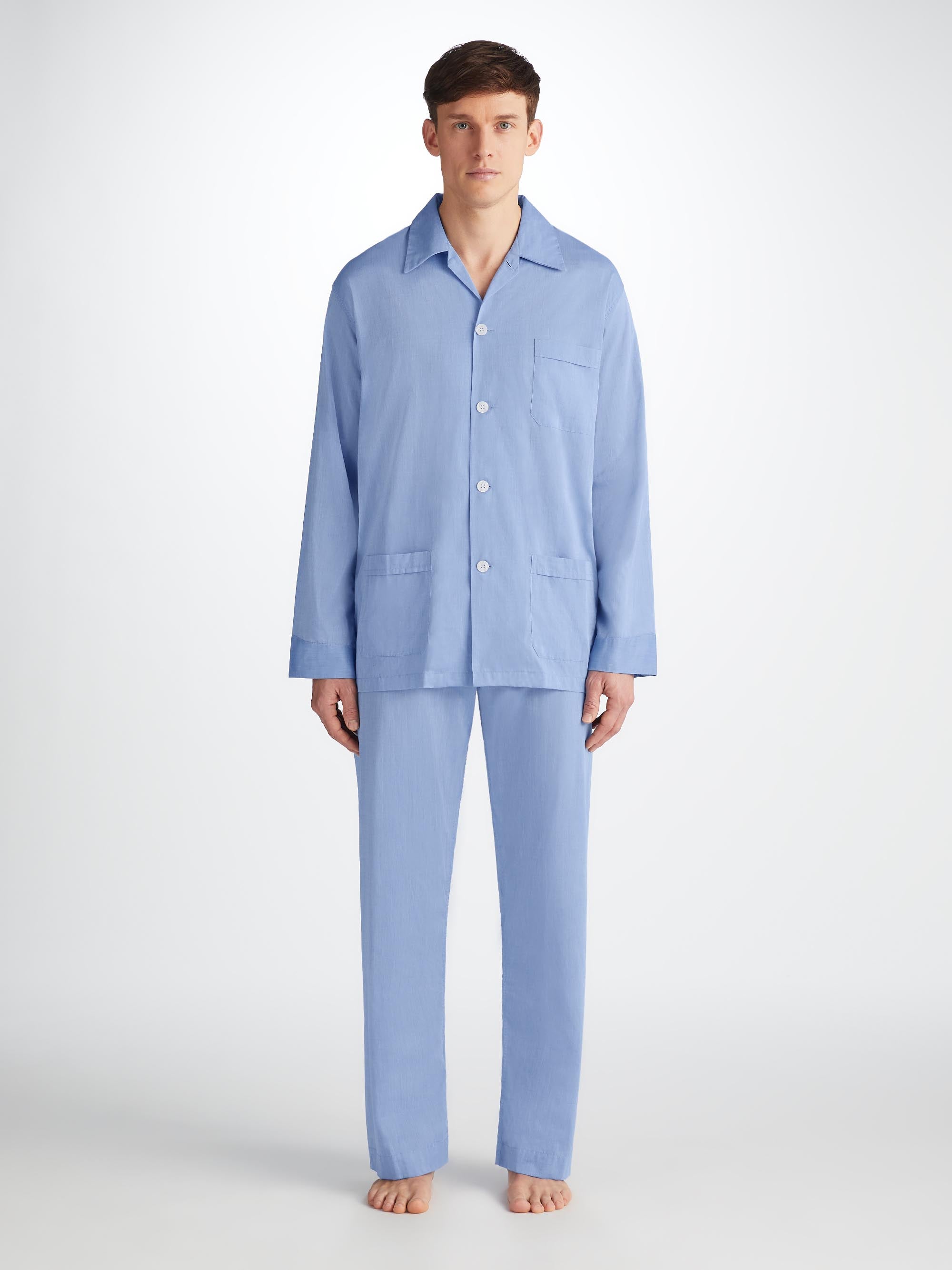 Men's Classic Fit Pyjamas Amalfi Cotton Batiste Blue