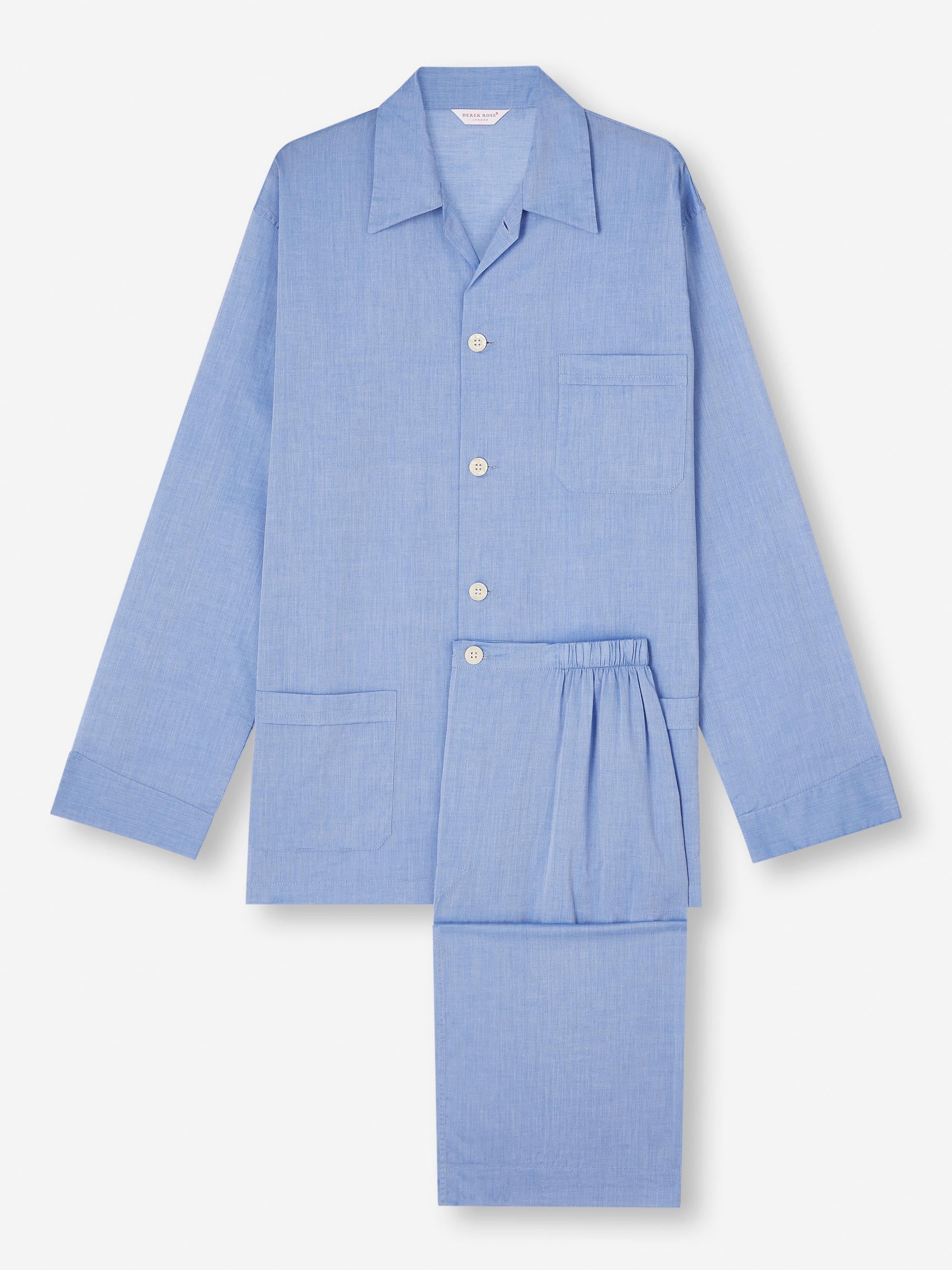 Men's Classic Fit Pyjamas Amalfi Cotton Batiste Blue