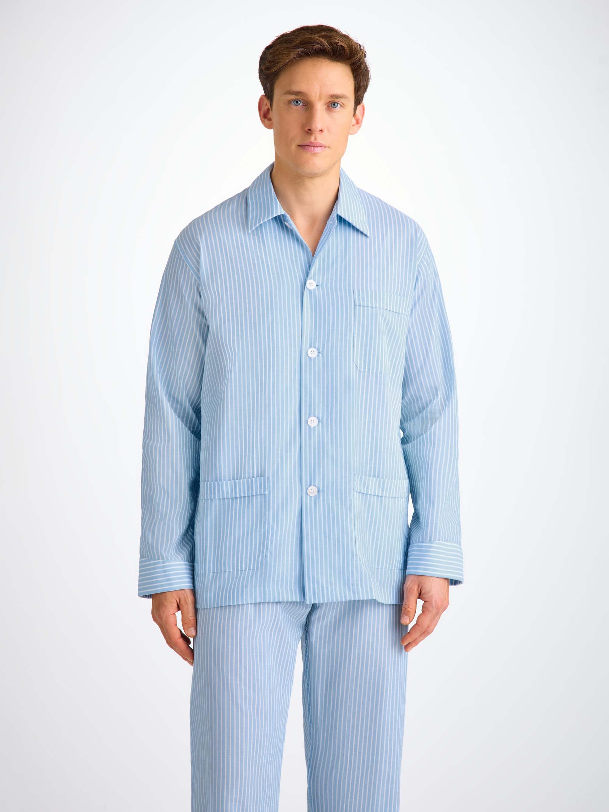 Men's Classic Fit Pyjamas Amalfi 21 Cotton Batiste Blue