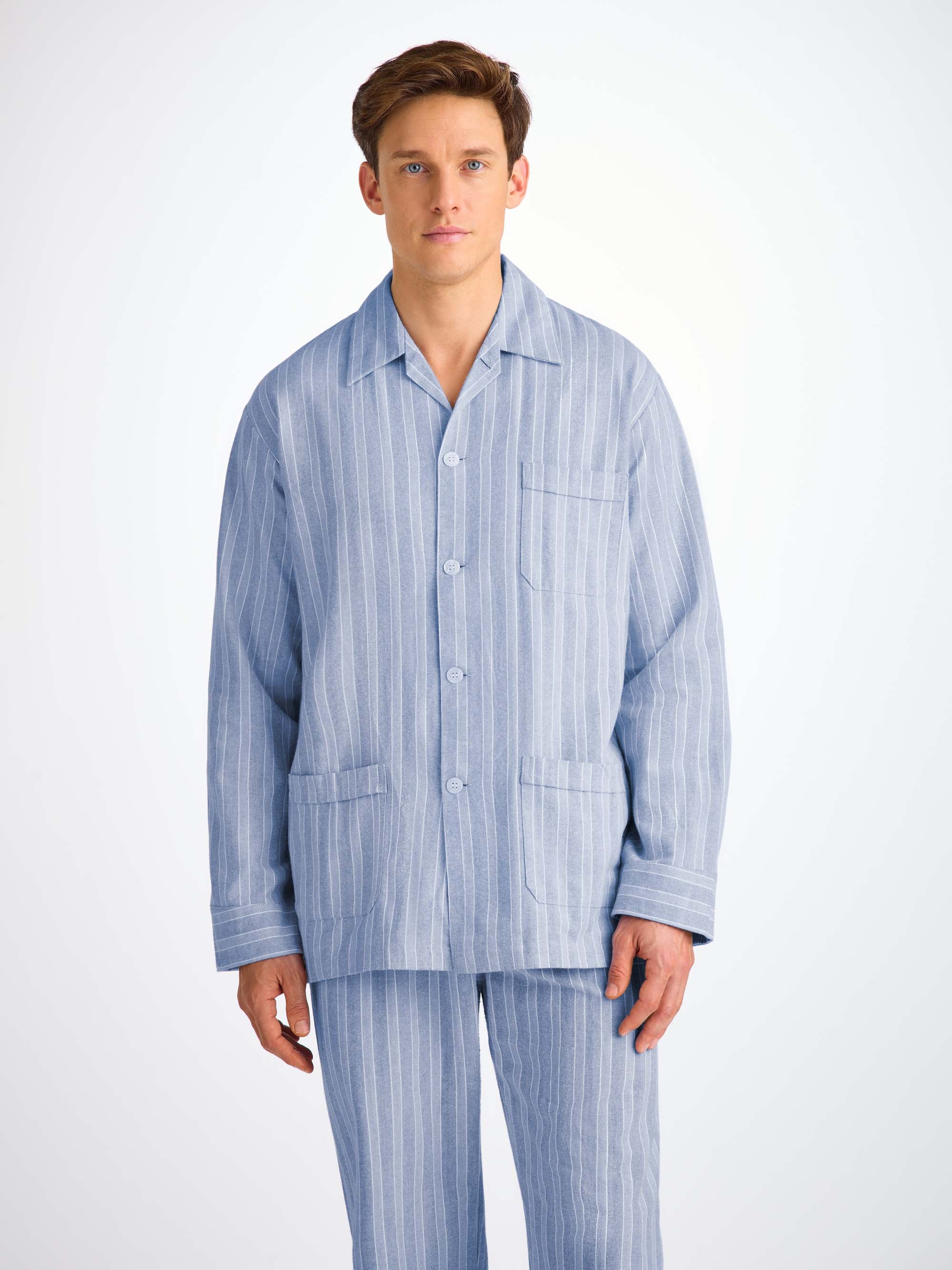 Men's Classic Fit Pyjamas Arran 20 Brushed Cotton Blue
