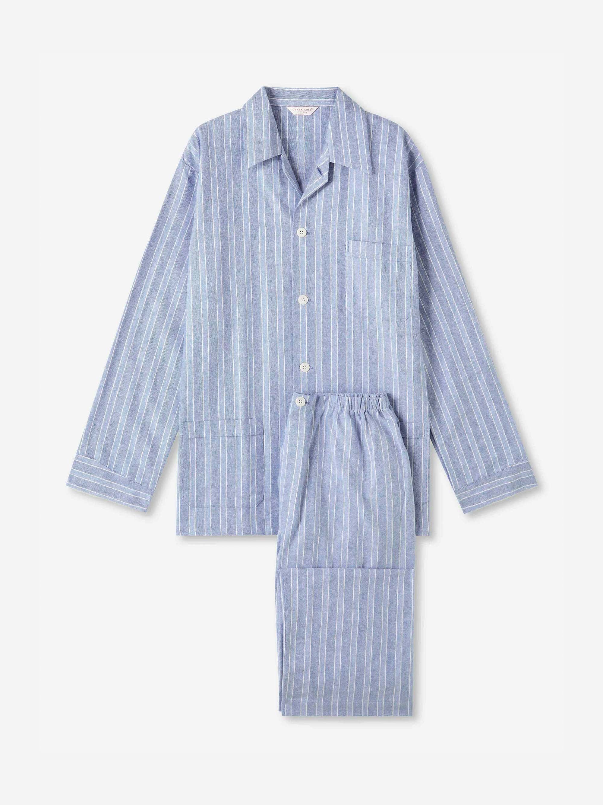 Men's Classic Fit Pyjamas Arran 20 Brushed Cotton Blue