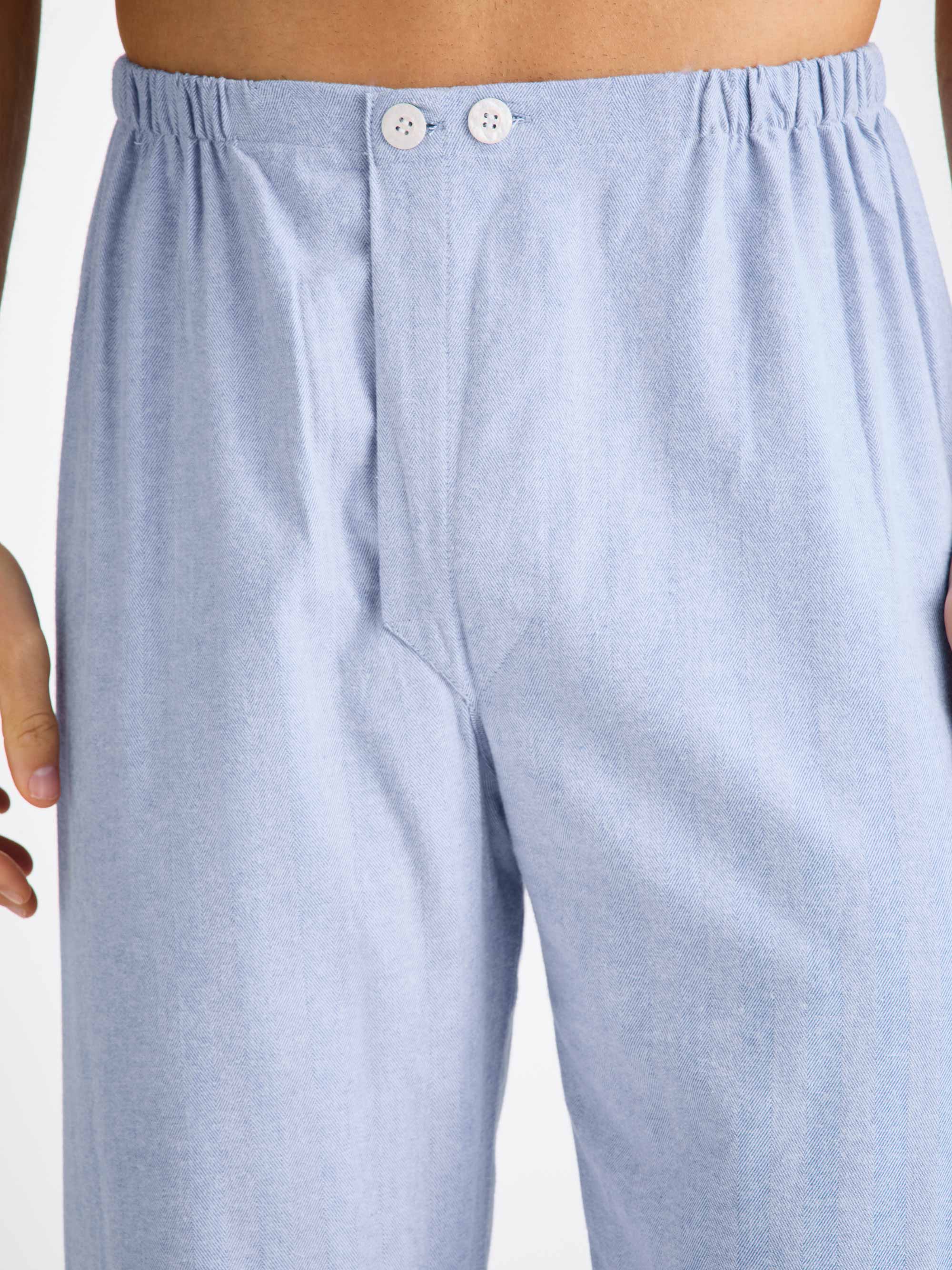 Men's Classic Fit Pajamas Arran 24 Brushed Cotton Blue