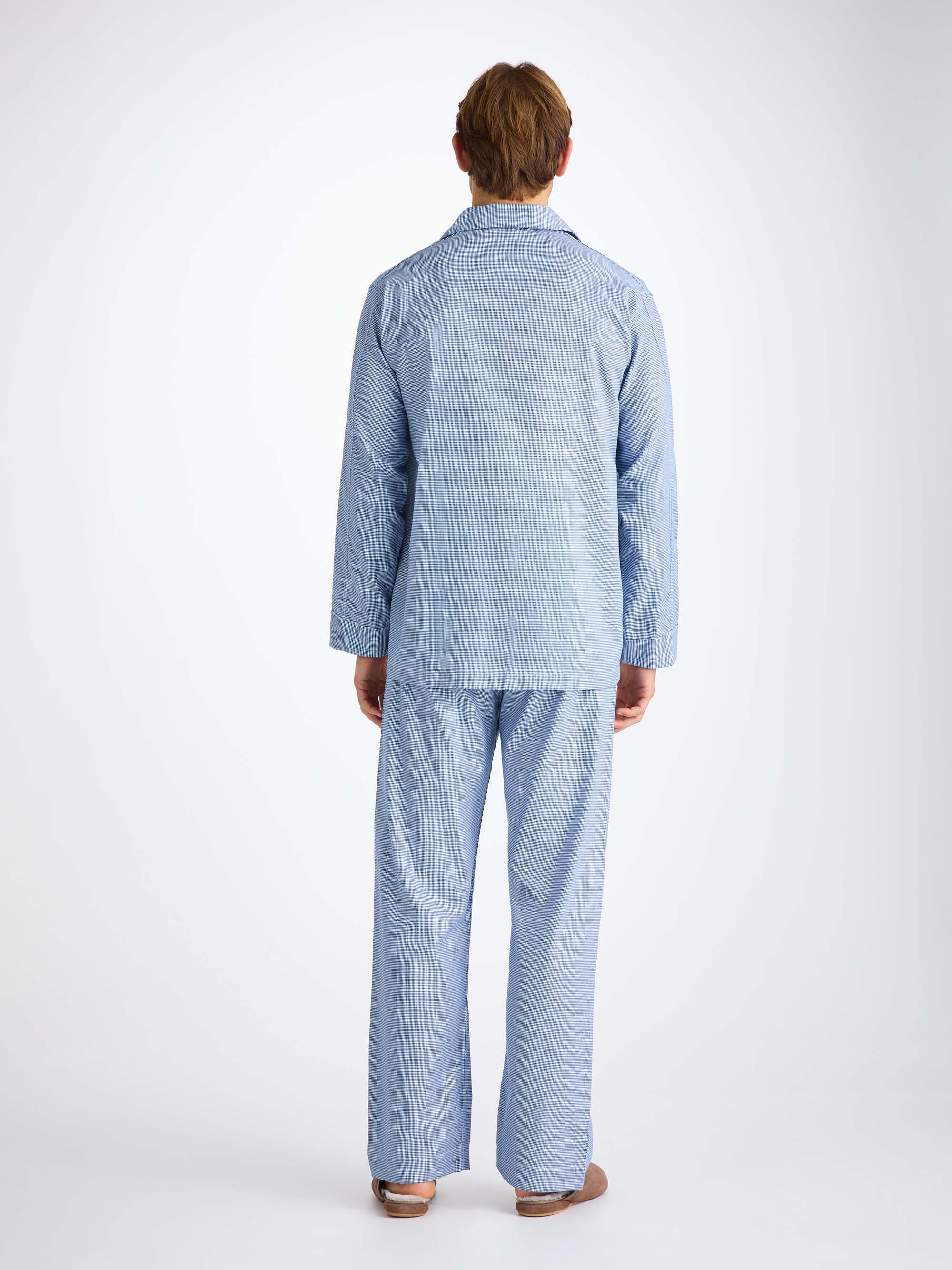 Men's Classic Fit Pajamas Cotton Navy Puppytooth Pattern