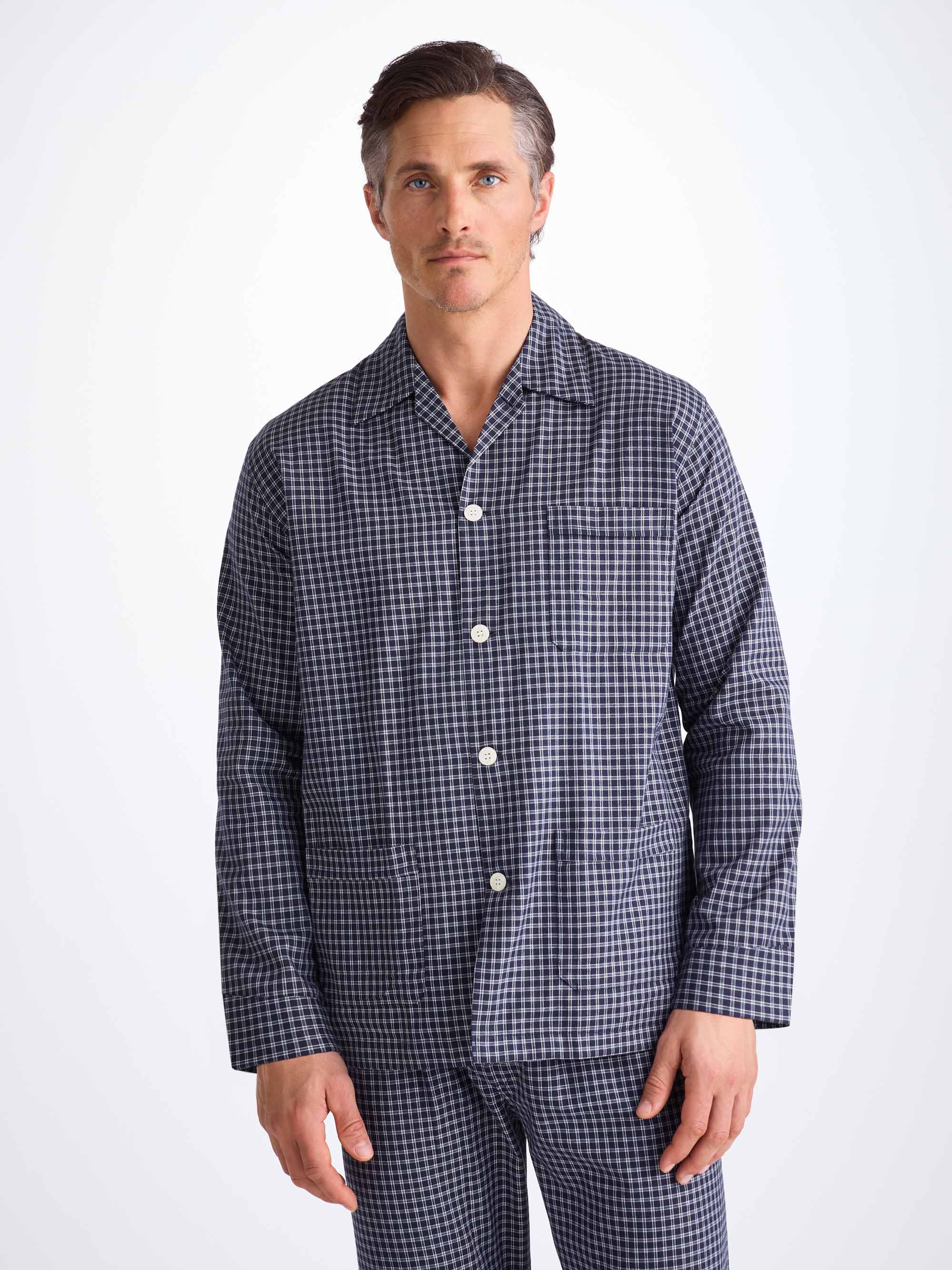 Men's Classic Fit Pyjamas Braemar 32 Brushed Cotton Navy