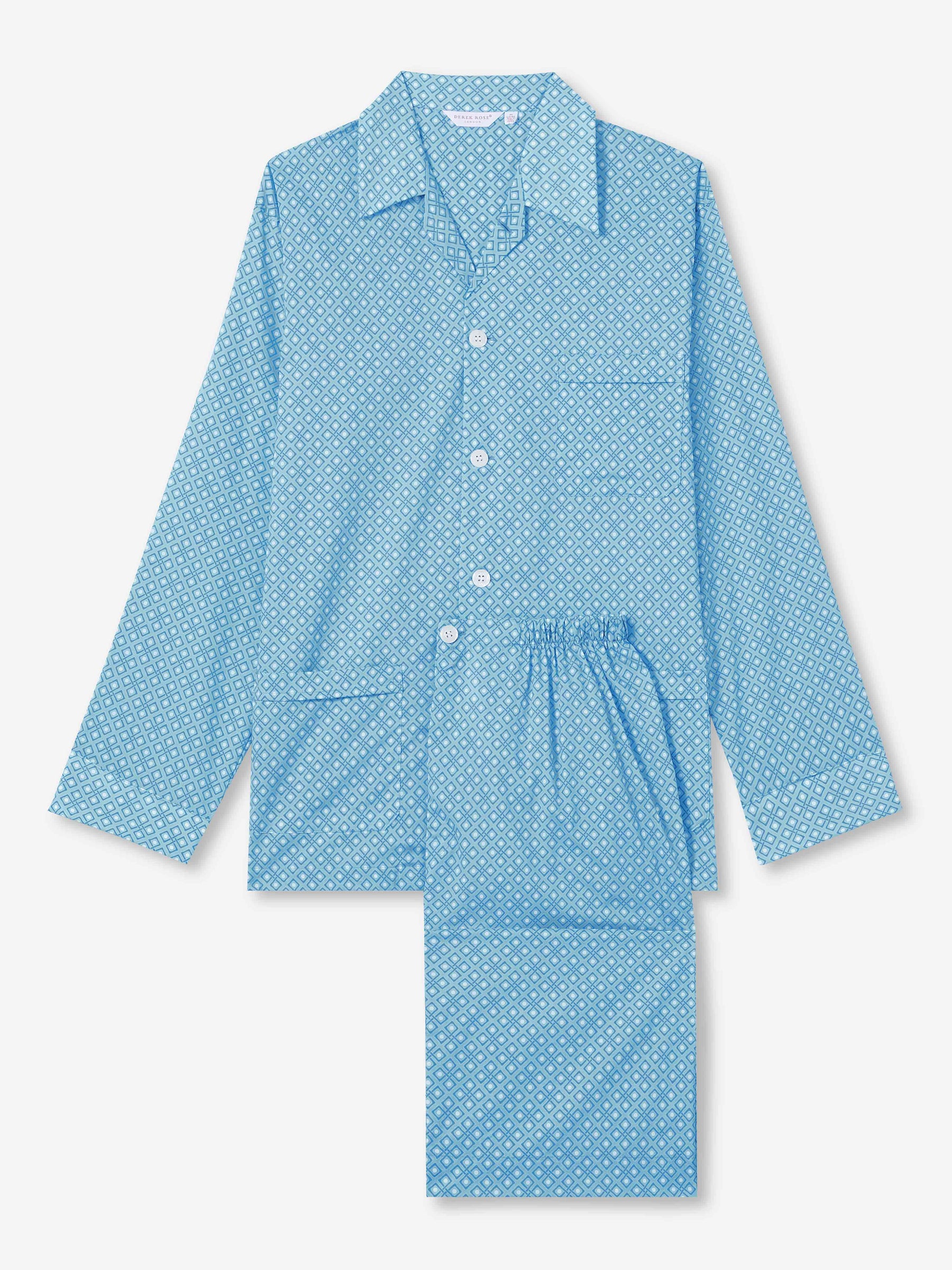 Men's Classic Fit Pyjamas Ledbury 56 Cotton Batiste Blue
