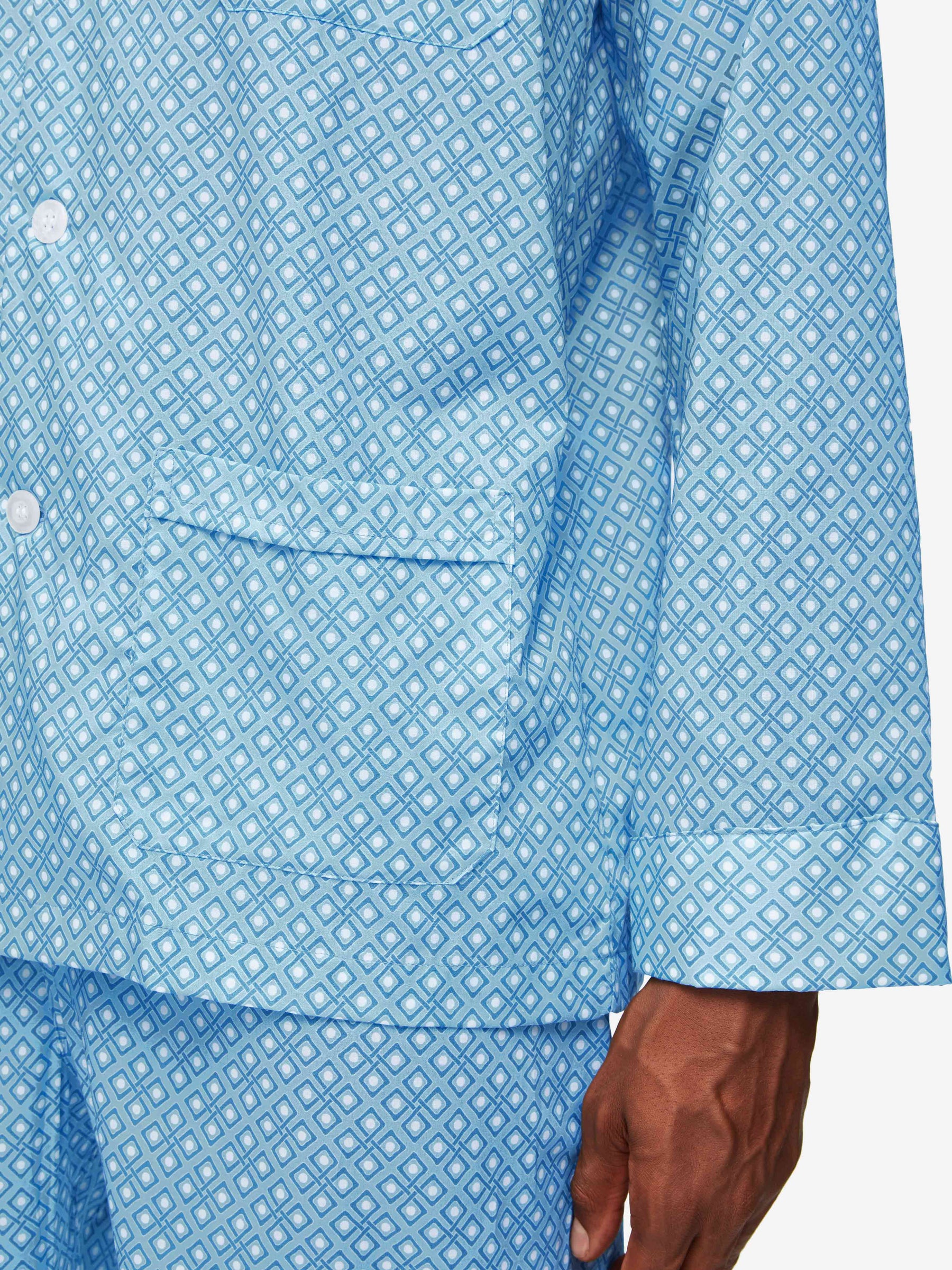 Men's Classic Fit Pyjamas Ledbury 56 Cotton Batiste Blue