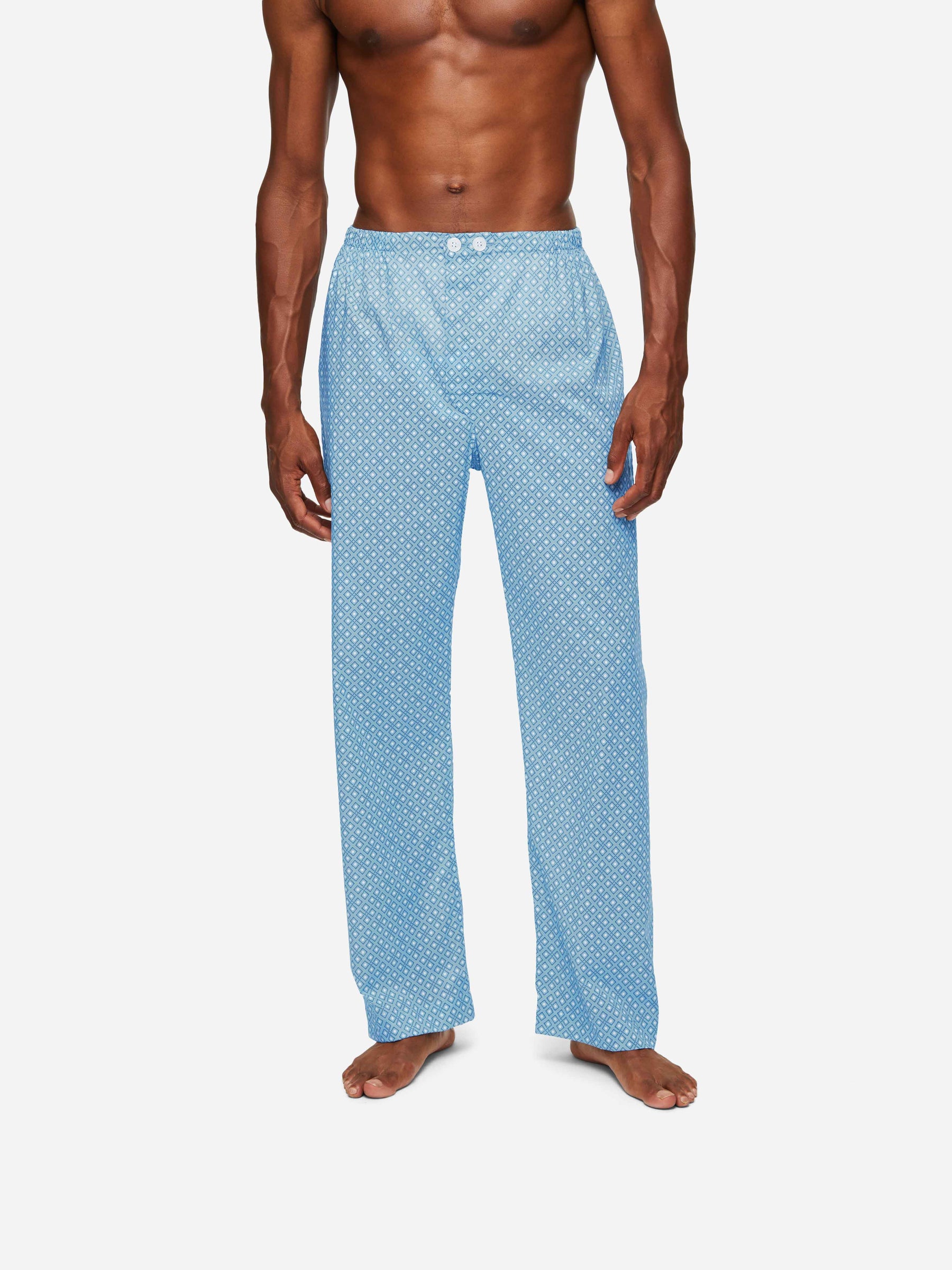 Men's Classic Fit Pyjamas Ledbury 56 Cotton Batiste Blue