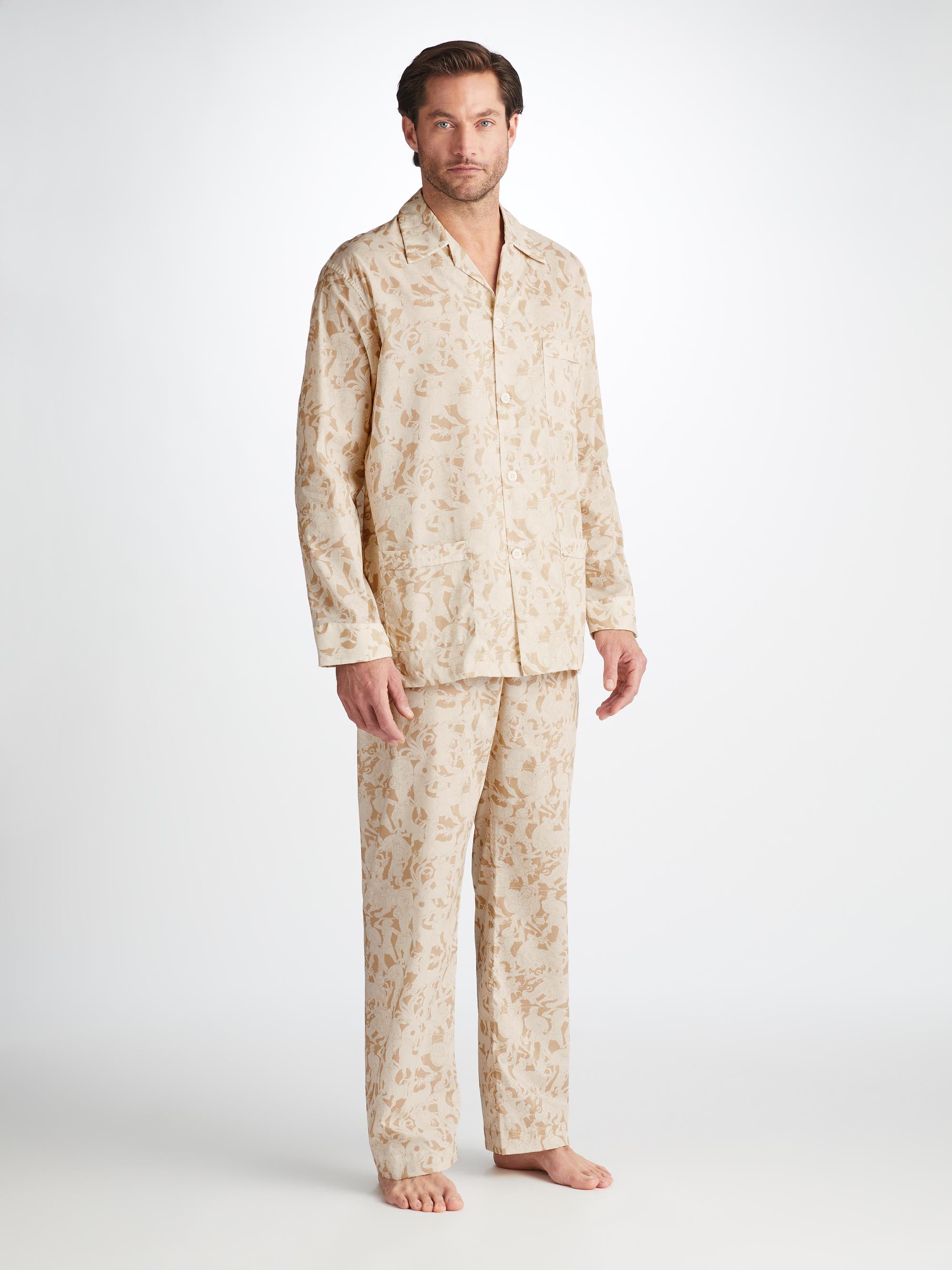 Men's Classic Fit Pyjamas Ledbury 73 Cotton Batiste Sand