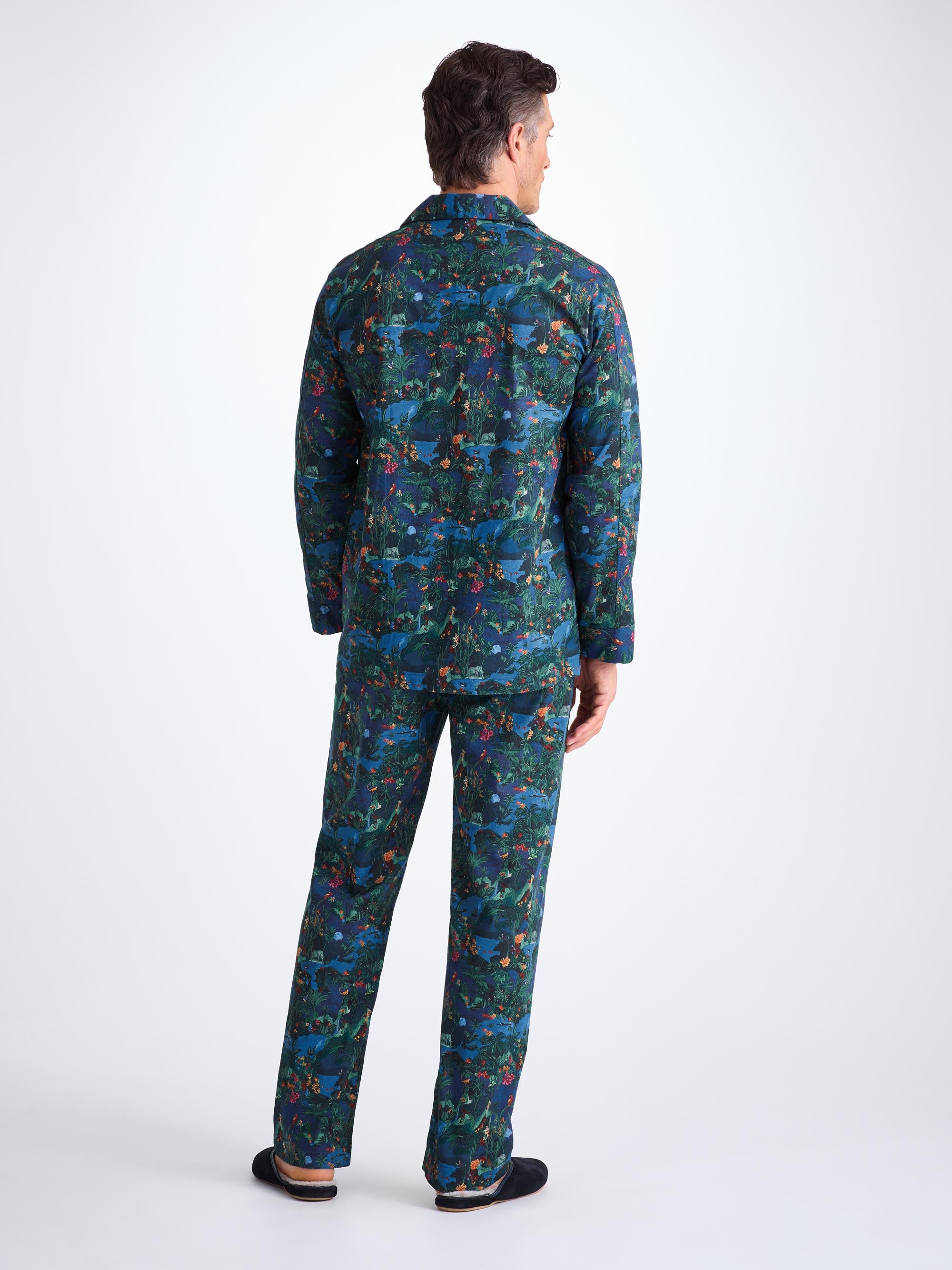 Men's Classic Fit Pyjamas Cotton Batiste Multi Midnight Jungle Print