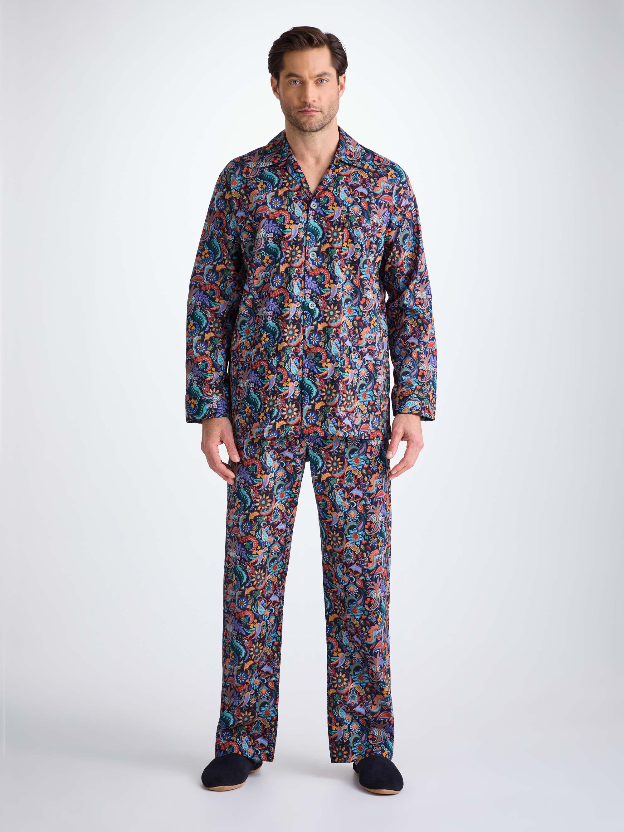 Men's Classic Fit Pyjamas Cotton Batiste Multi Jungle Paisley Print