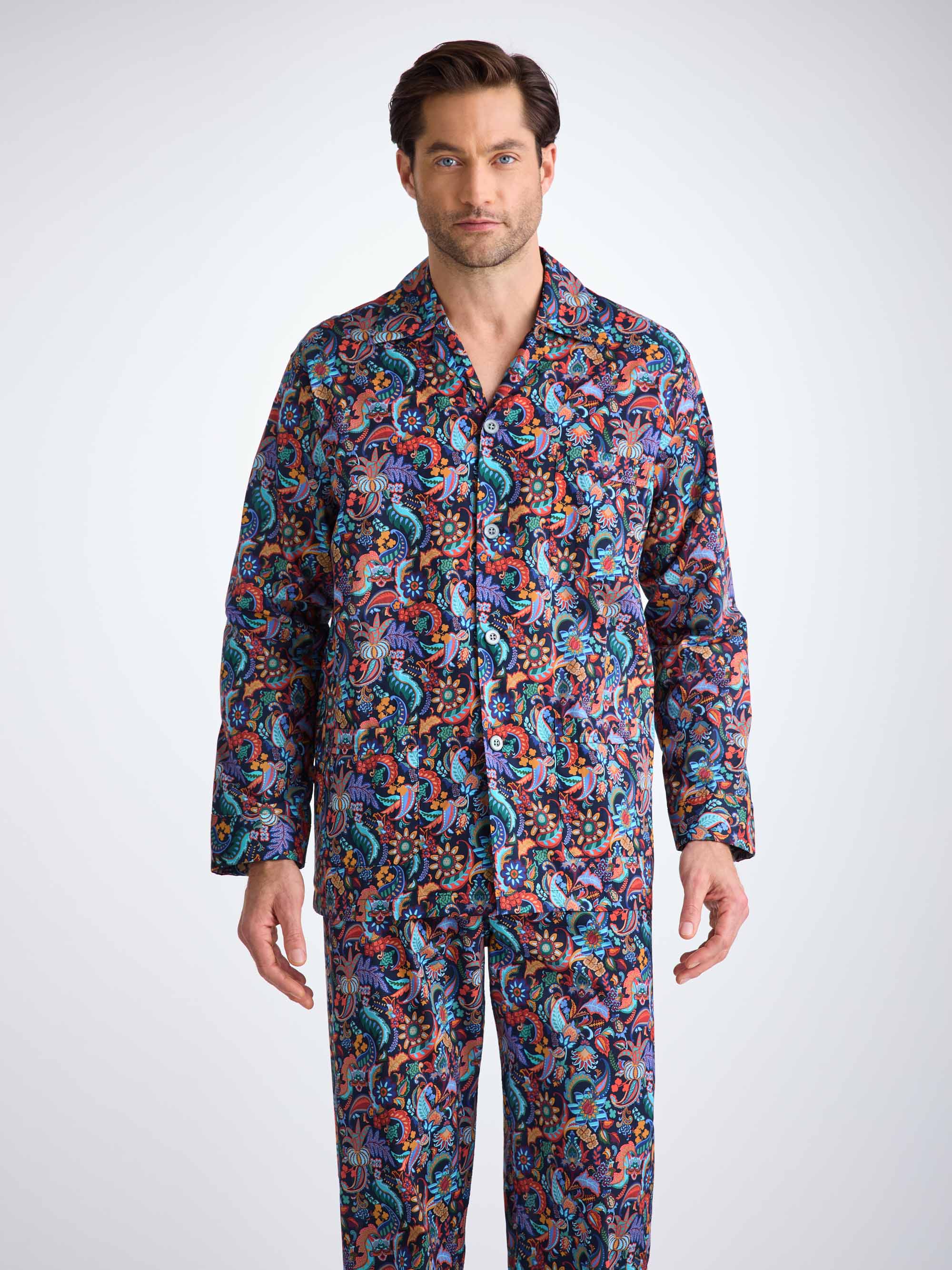 Men's Classic Fit Pyjamas Cotton Batiste Multi Jungle Paisley Print