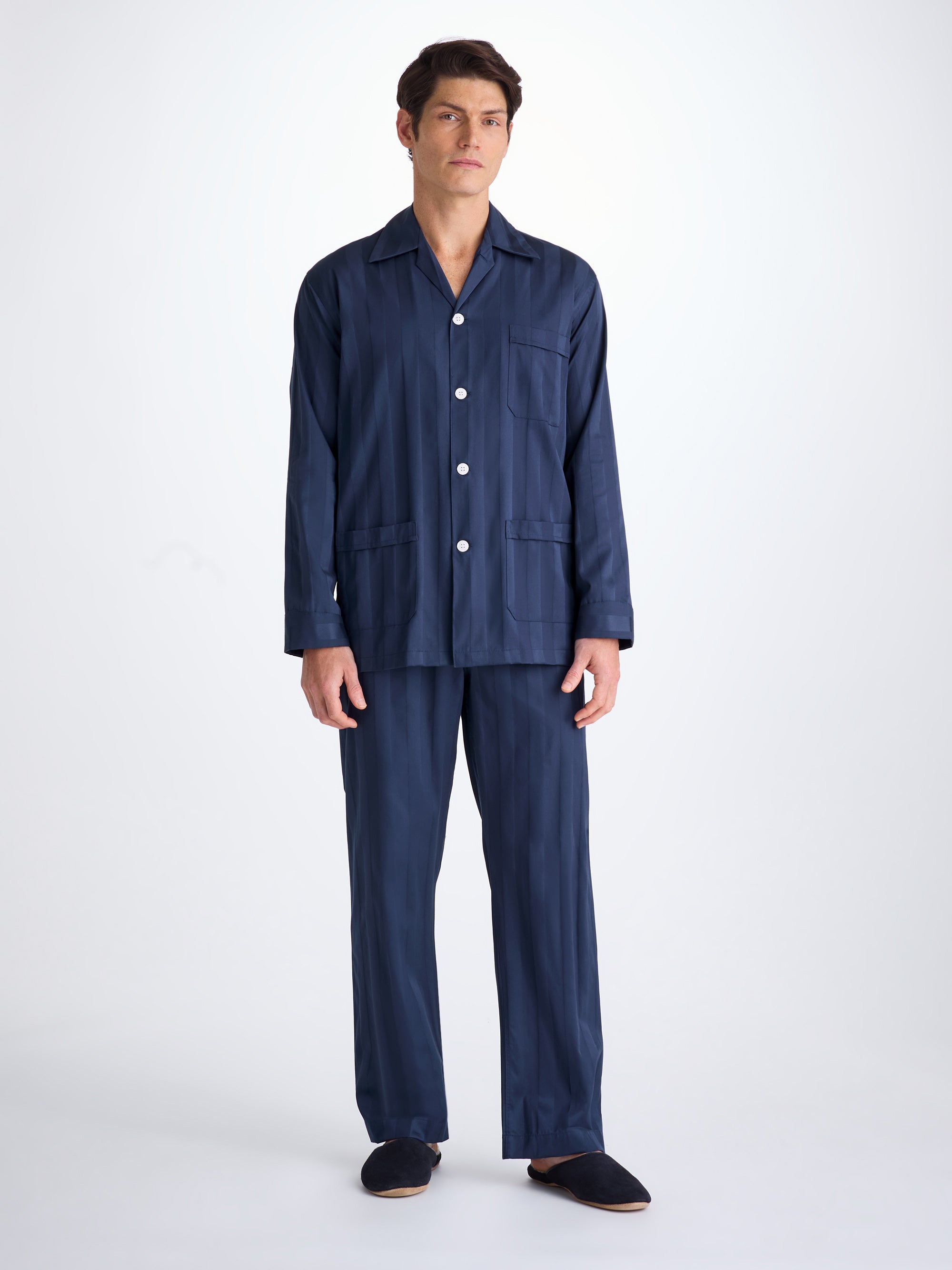 Men's Classic Fit Pyjamas Lingfield Cotton Navy