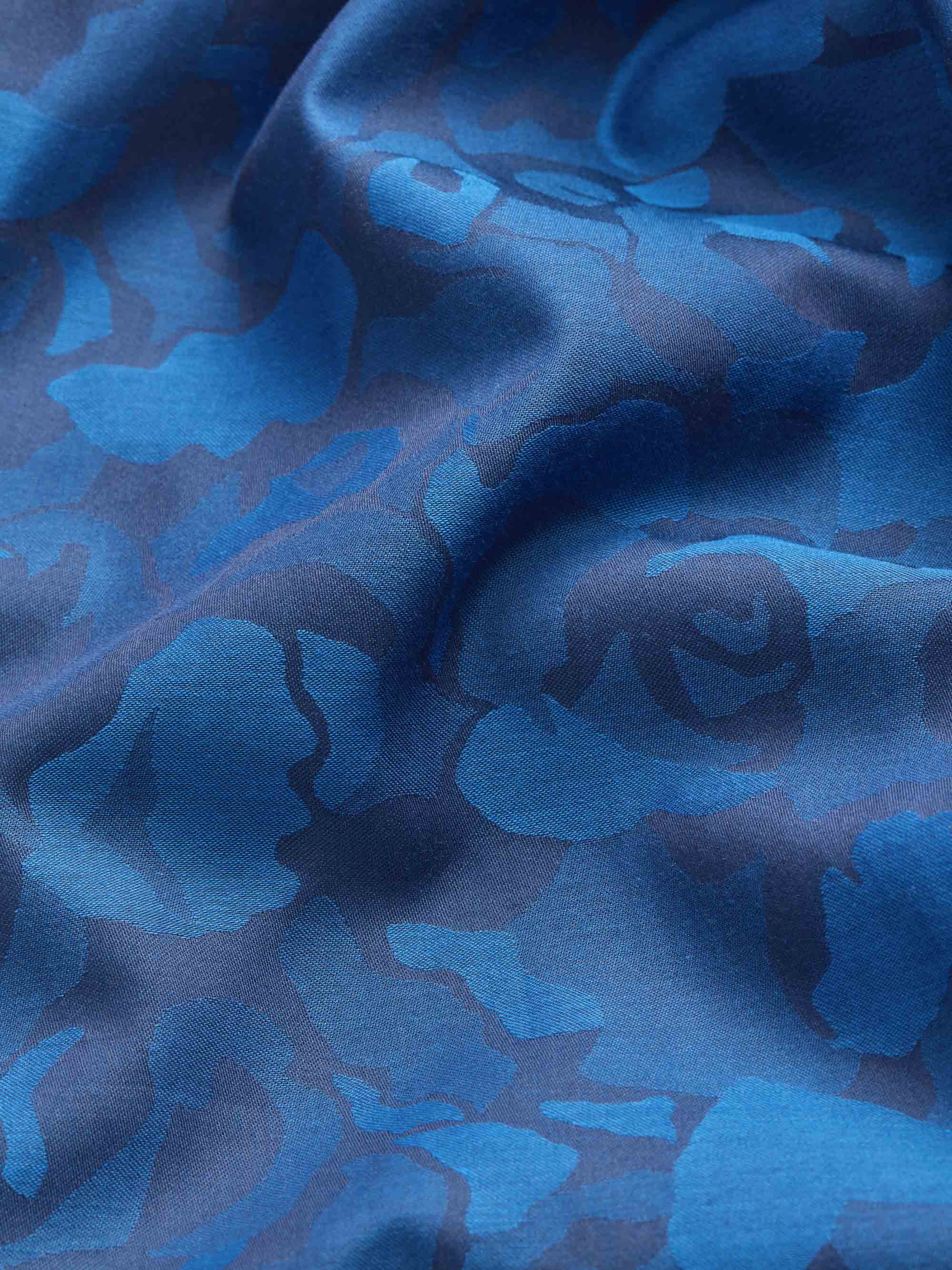 Men's Classic Fit Pajamas Cotton Jacquard Navy Blue Camo Rose Weave