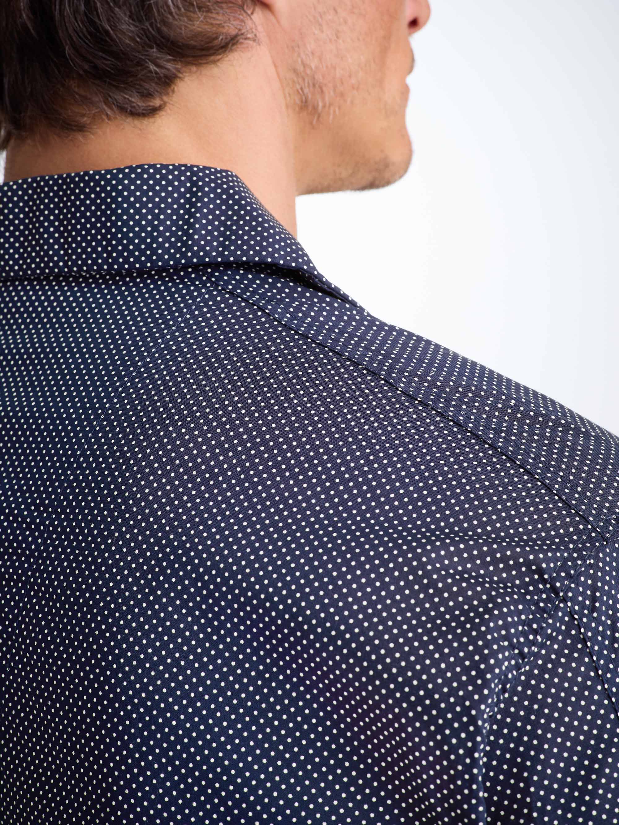 Men's Classic Fit Pyjamas Cotton Batiste Navy Pin Dot Print