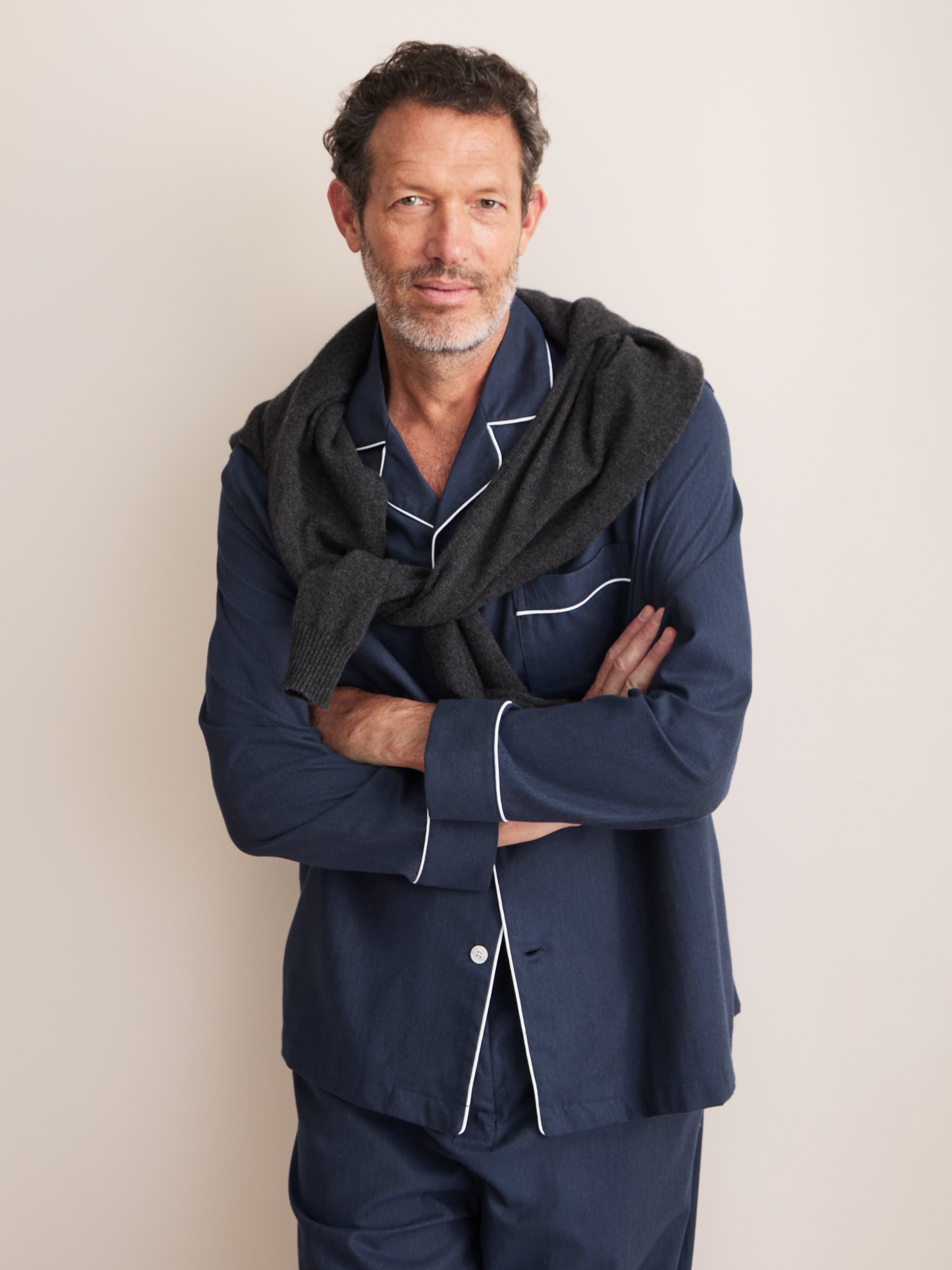 Balmoral Brushed Cotton Pajamas Washed Navy