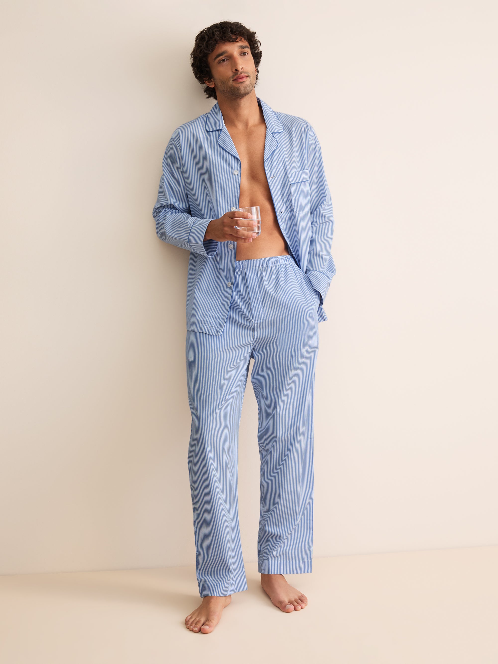 James Cotton Pajamas Blue & White Stripe