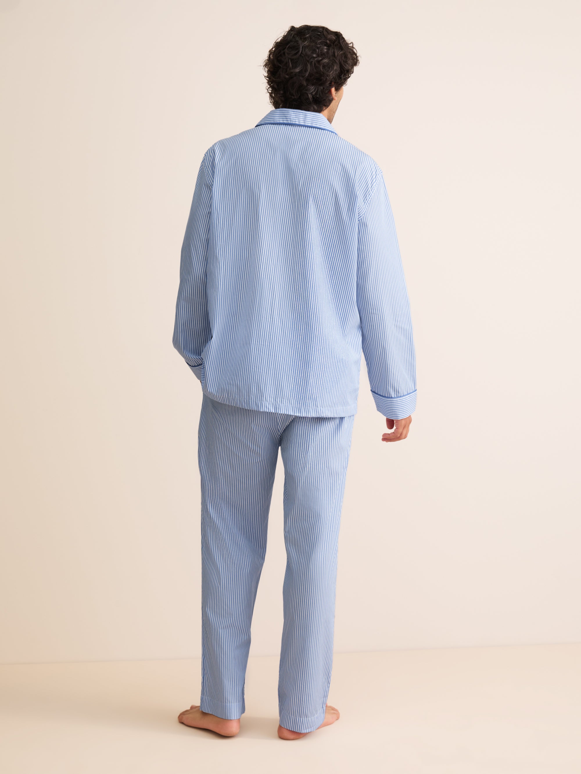 James Cotton Pajamas Blue & White Stripe