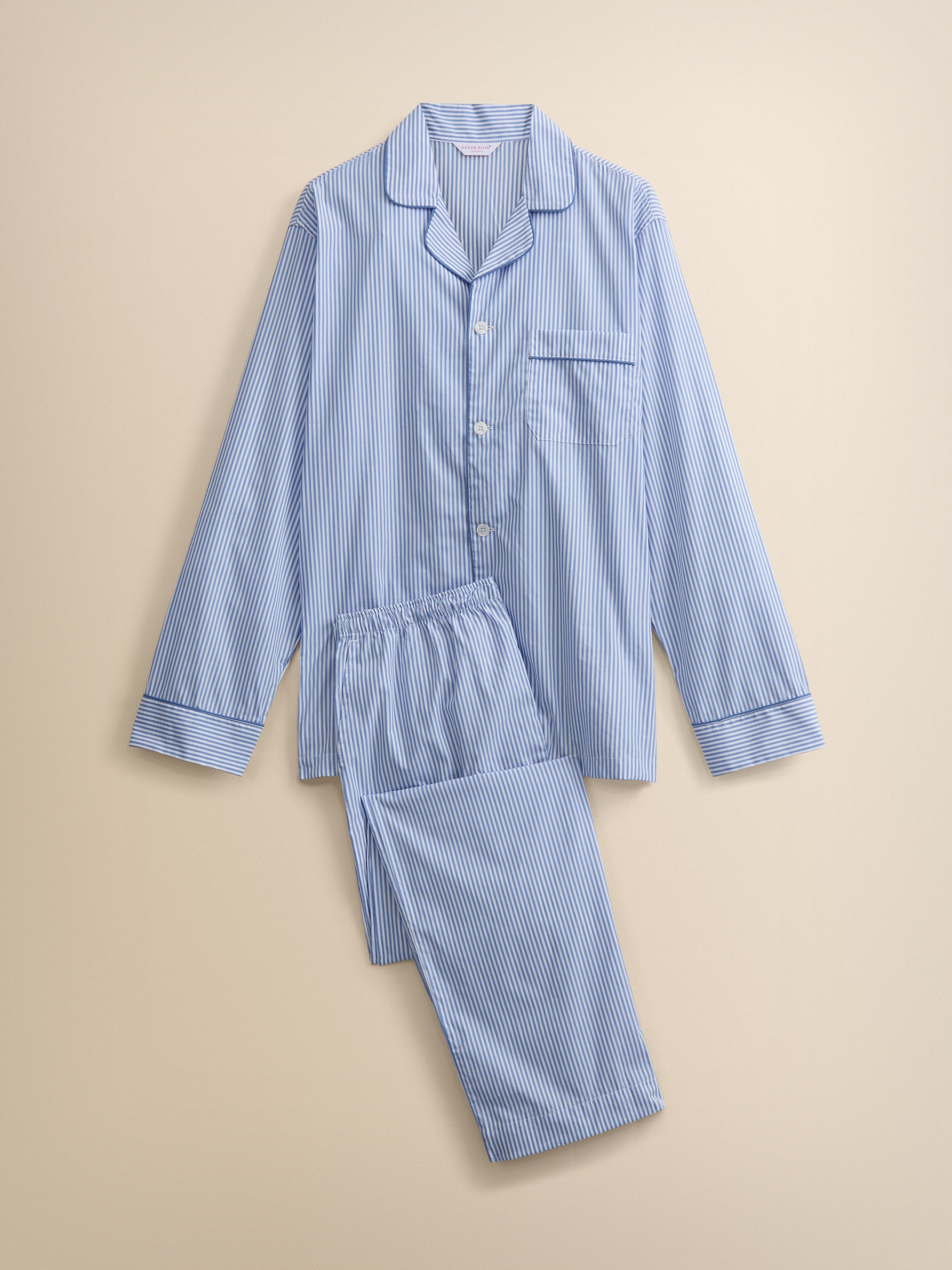 James Cotton Pajamas Blue & White Stripe