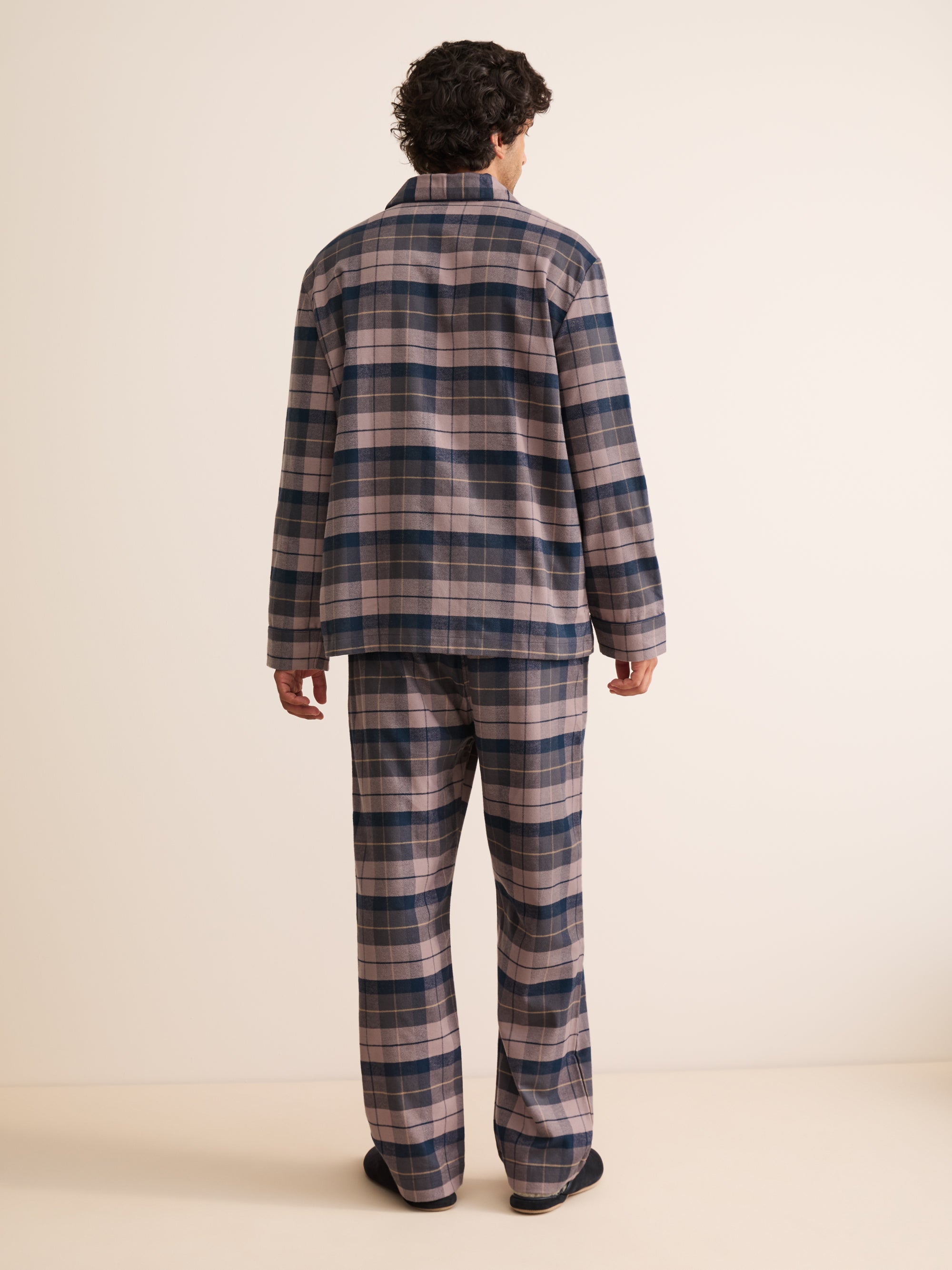 Kelburn Brushed Cotton Pajamas Navy & Dusty Pink Check