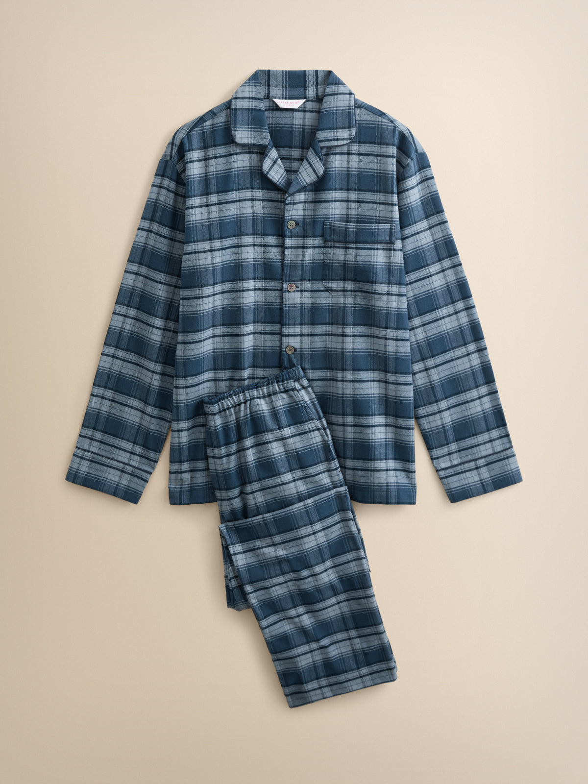 Kelburn Brushed Cotton Pyjamas Blue Check