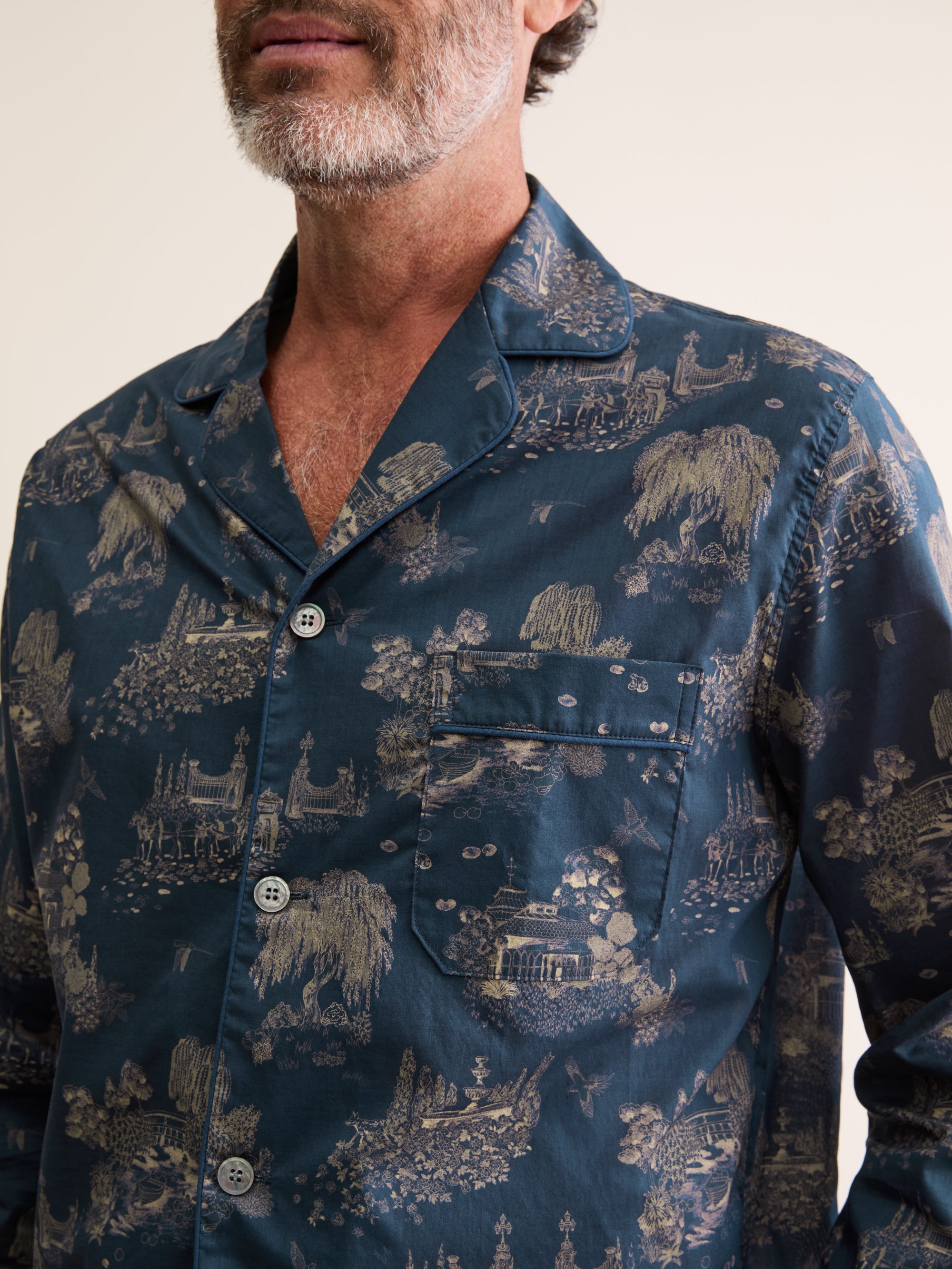 Men's Classic Fit Pajamas London Toile Navy