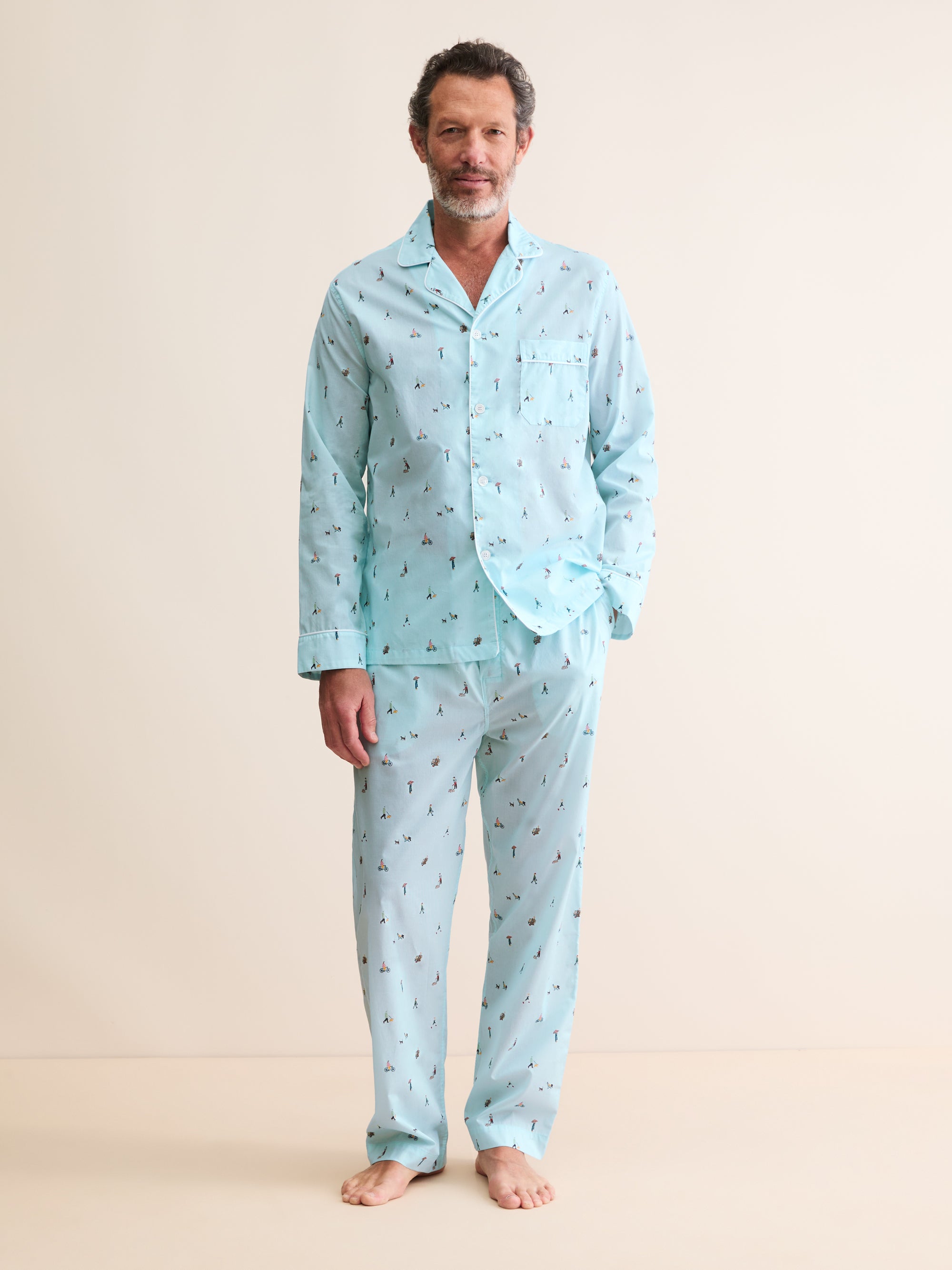Men's Classic Fit Pajamas People of London Blue Stripe