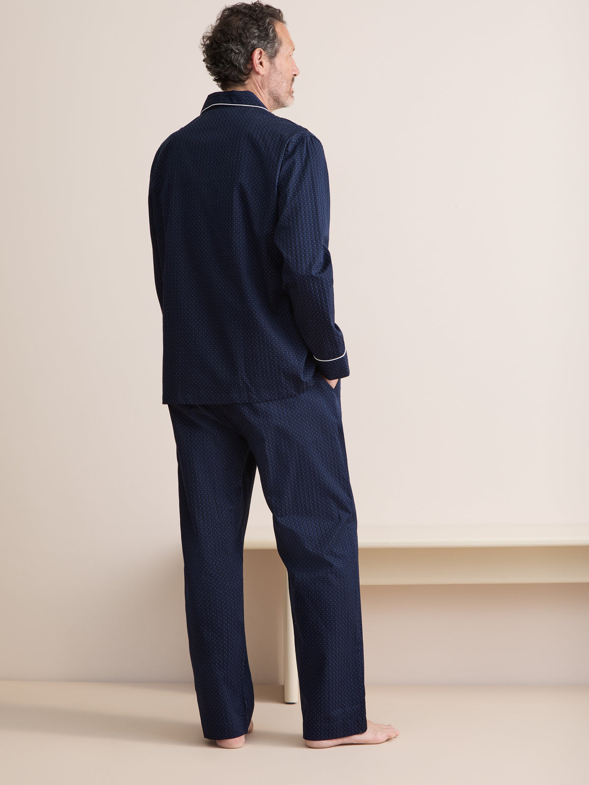 Royal Cotton Pyjamas Navy Blue Pin Dot Stripe