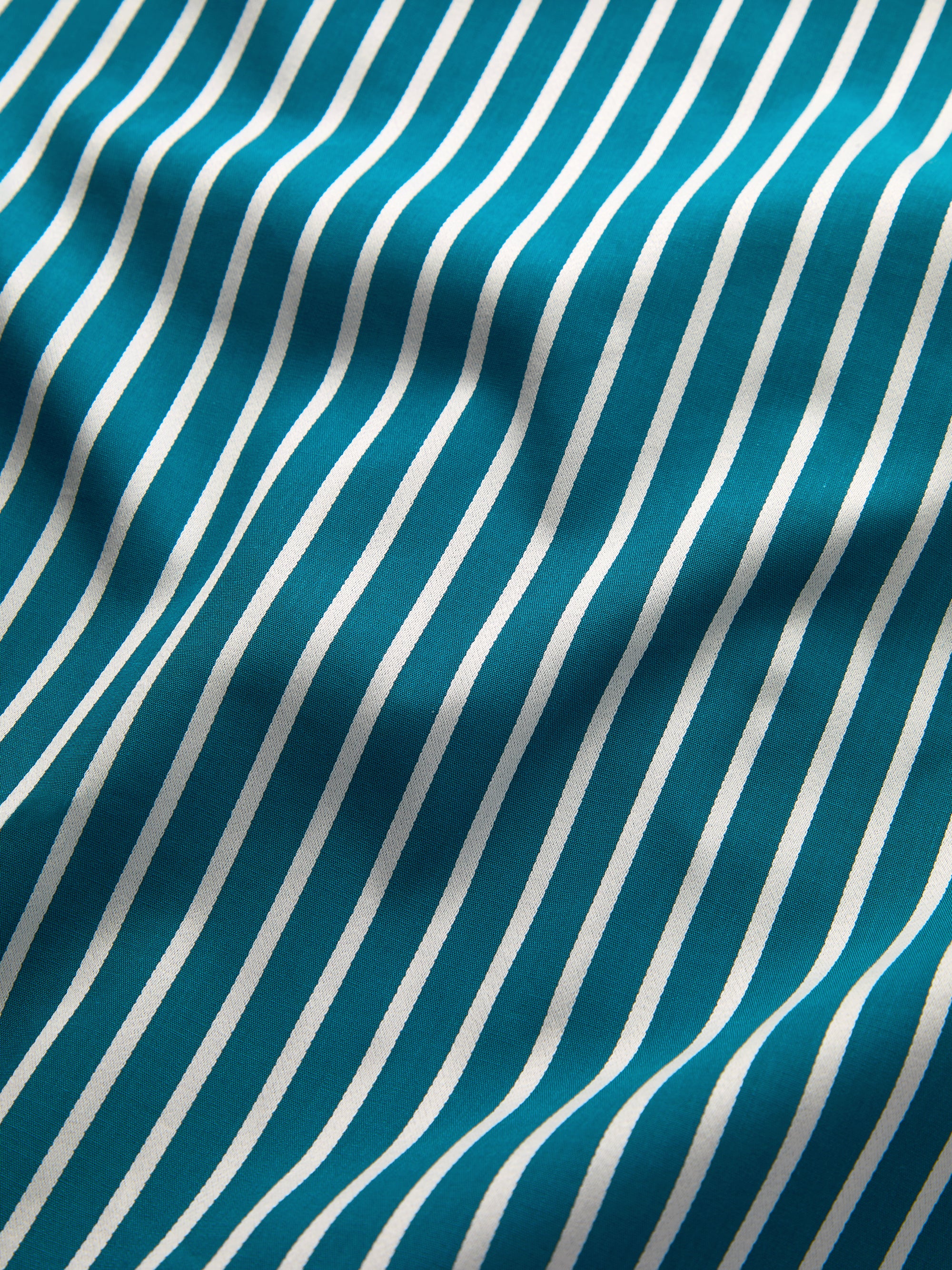 Men's Classic Fit Pyjamas Royal Cotton Teal & White Stripe